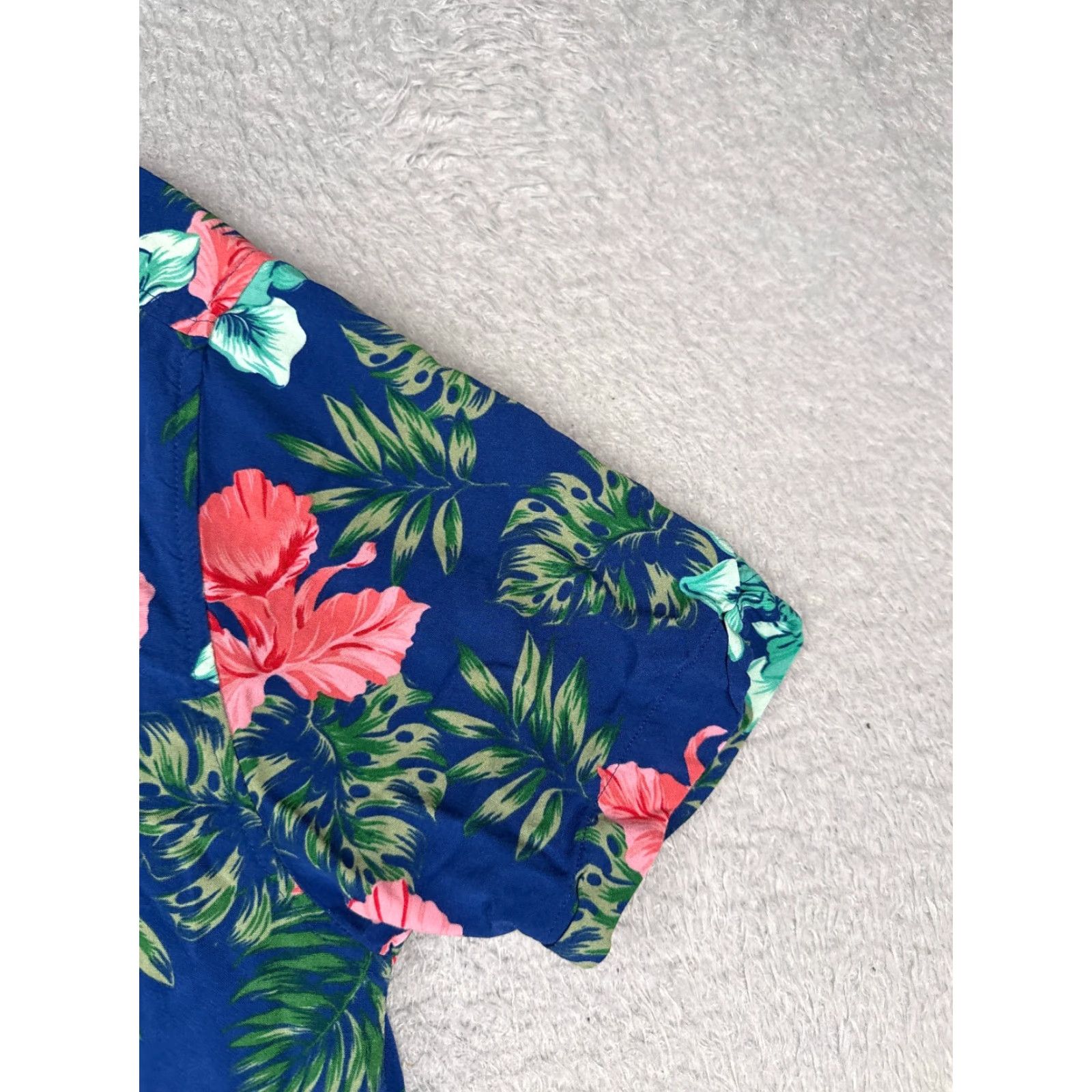 Vintage Good Vibes Shirt Men Large Blue Pink Green Floral Button Up Hawaiian Rayon Size US L / EU 52-54 / 3 - 2 Thumbnail