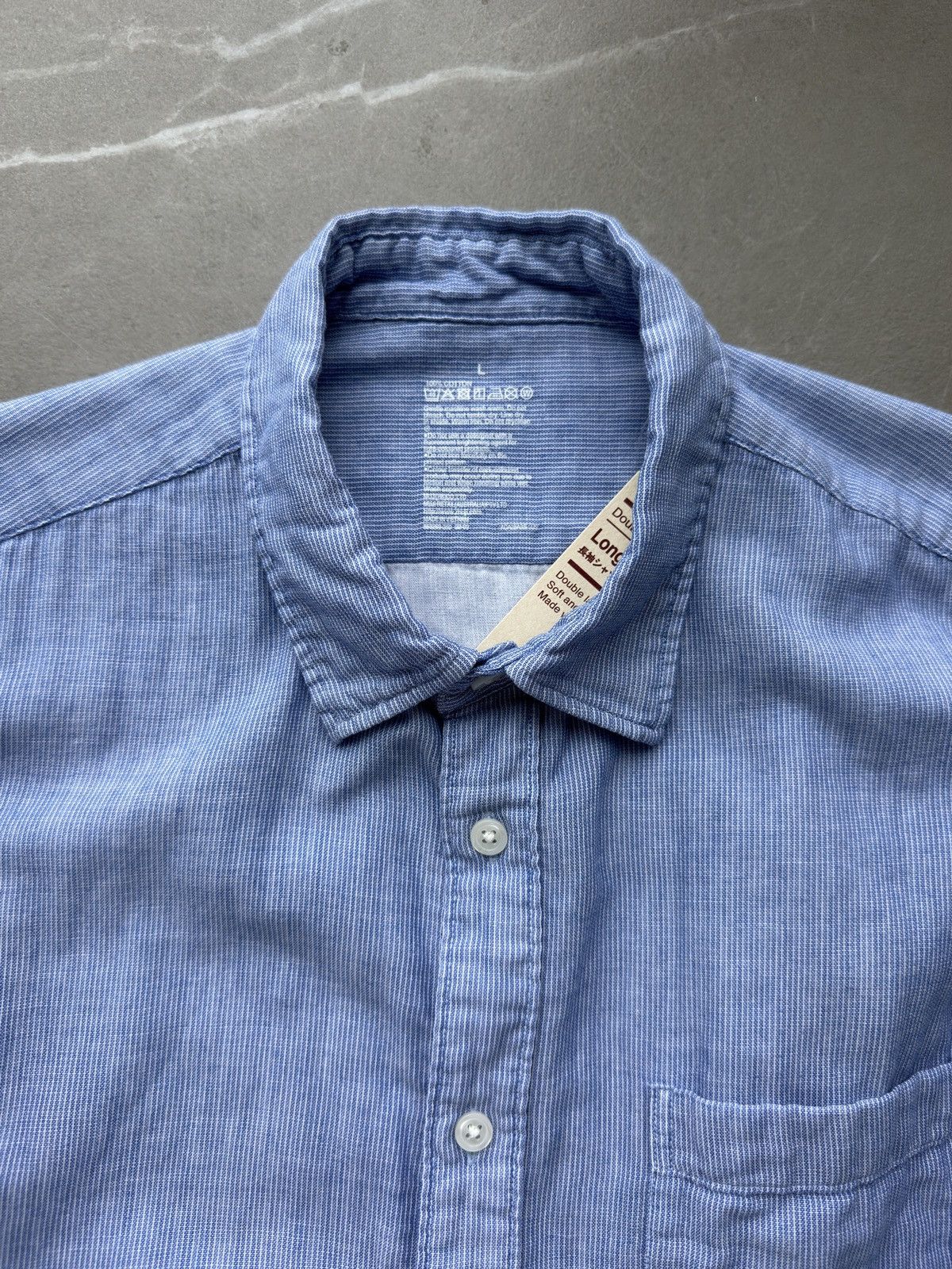 Muji MUJI Mens Double Gauze Long Sleeve Organic Cotton Shirt Size US L / EU 52-54 / 3 - 5 Thumbnail