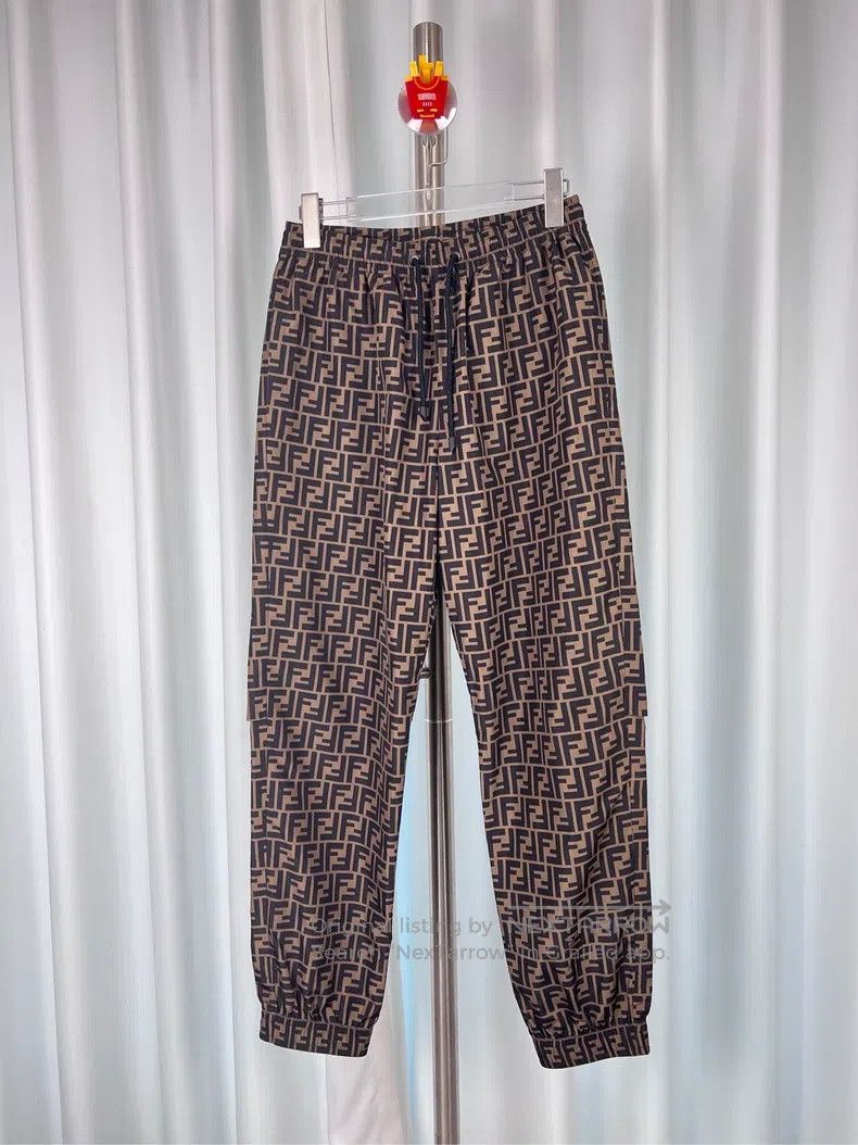 Fendi Fendi Brown full print nylon fabric drawstring casual pant Size 28" / US 6 / IT 42 - 1 Thumbnail