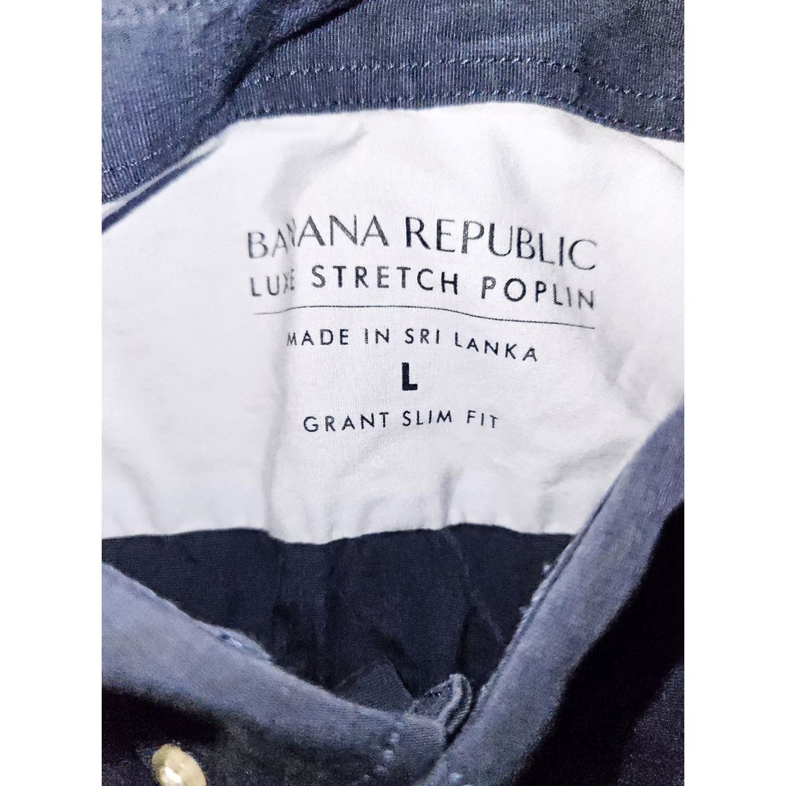 Banana Republic Banana Republic Grant Slim Fit Button Down Men's Large Blue Luxe Stretch Poplin Shirt Size US L / EU 52-54 / 3 - 2 Thumbnail