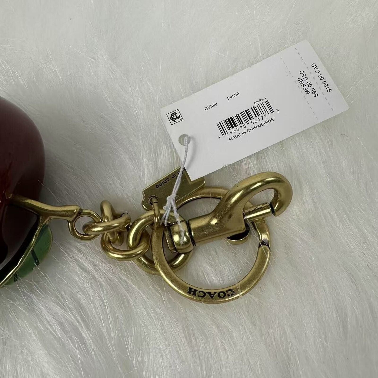 Coach Coach Small Resin Apple Bag Charm In Brass / Red Multi NWT Size ONE SIZE - 8 Thumbnail