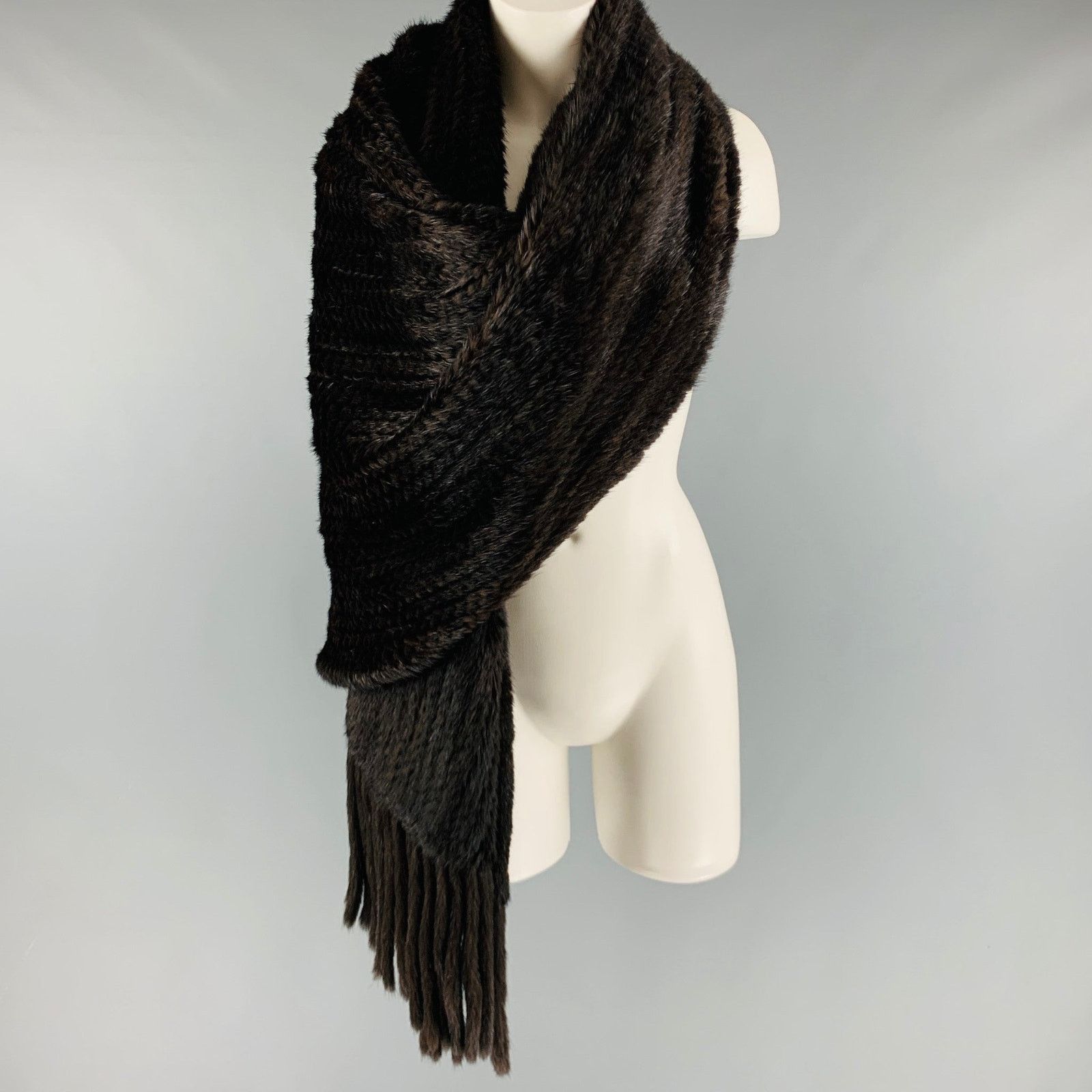Other TRILOGY Brown Woven Mink Fur Scarves Size ONE SIZE - 2 Thumbnail