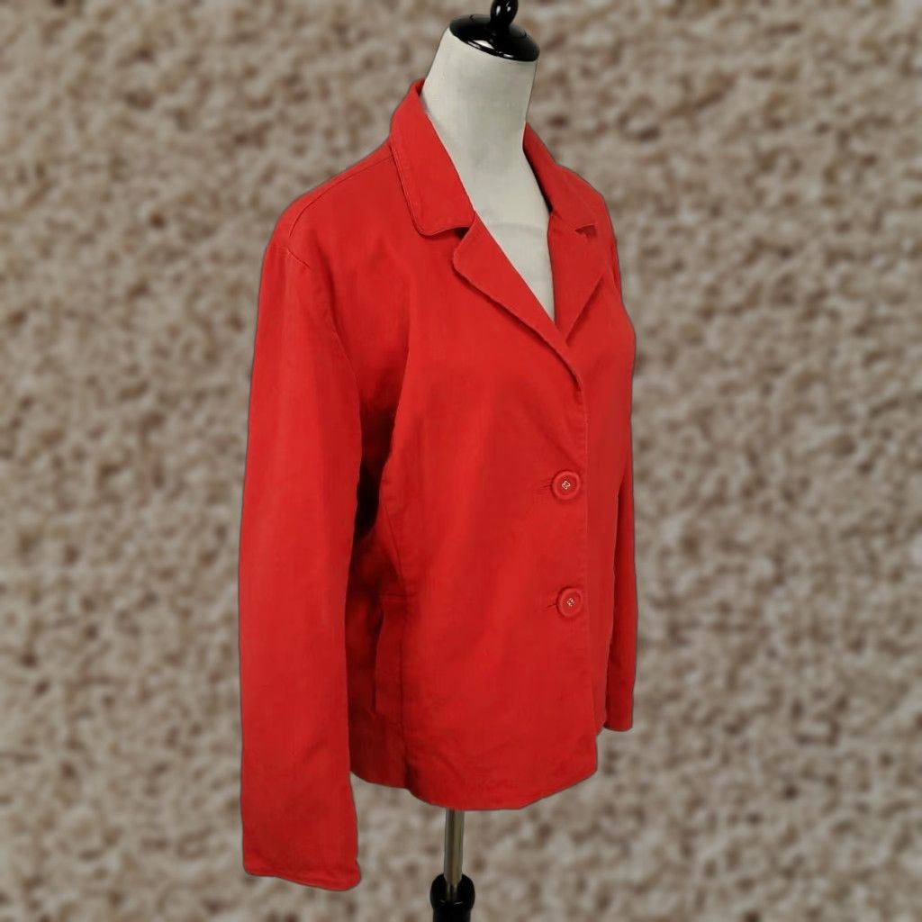 Vintage Chicos Jacket Womens XL Red Button Up Blazer Lined Midweight Stretch Chicos 3 Size XL / US 12-14 / IT 48-50 - 1 Thumbnail