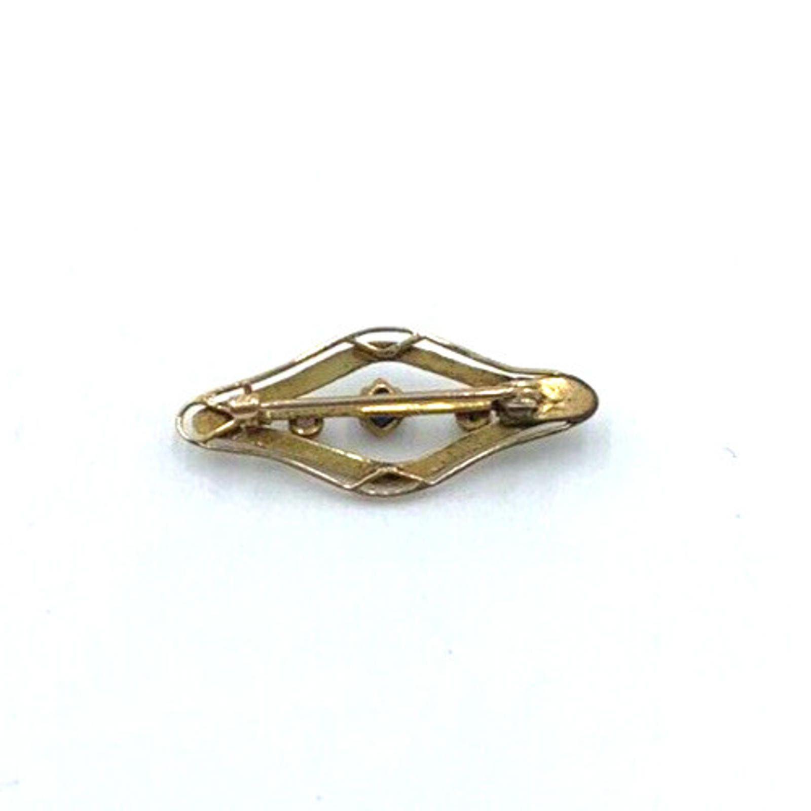 Antique Rivet Victorian 10K Gold Seed Pearl Blue Stone Etched Bar Brooch Size ONE SIZE - 3 Thumbnail