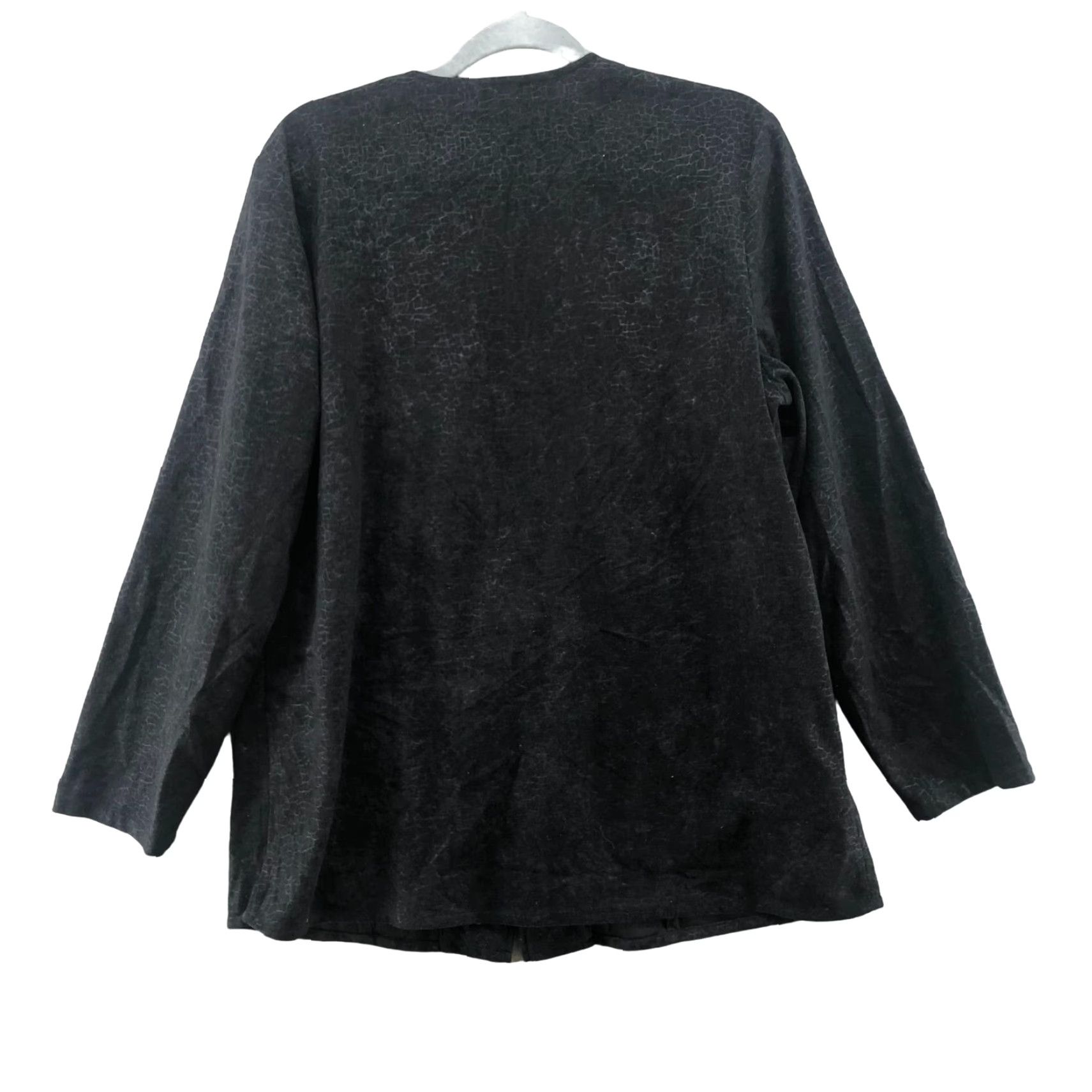 Velvet VTG Black Velvet Jacket Womens L/XL Jacquard Leopard Print Zip V-Neck Formal Size XL / US 12-14 / IT 48-50 - 2 Thumbnail