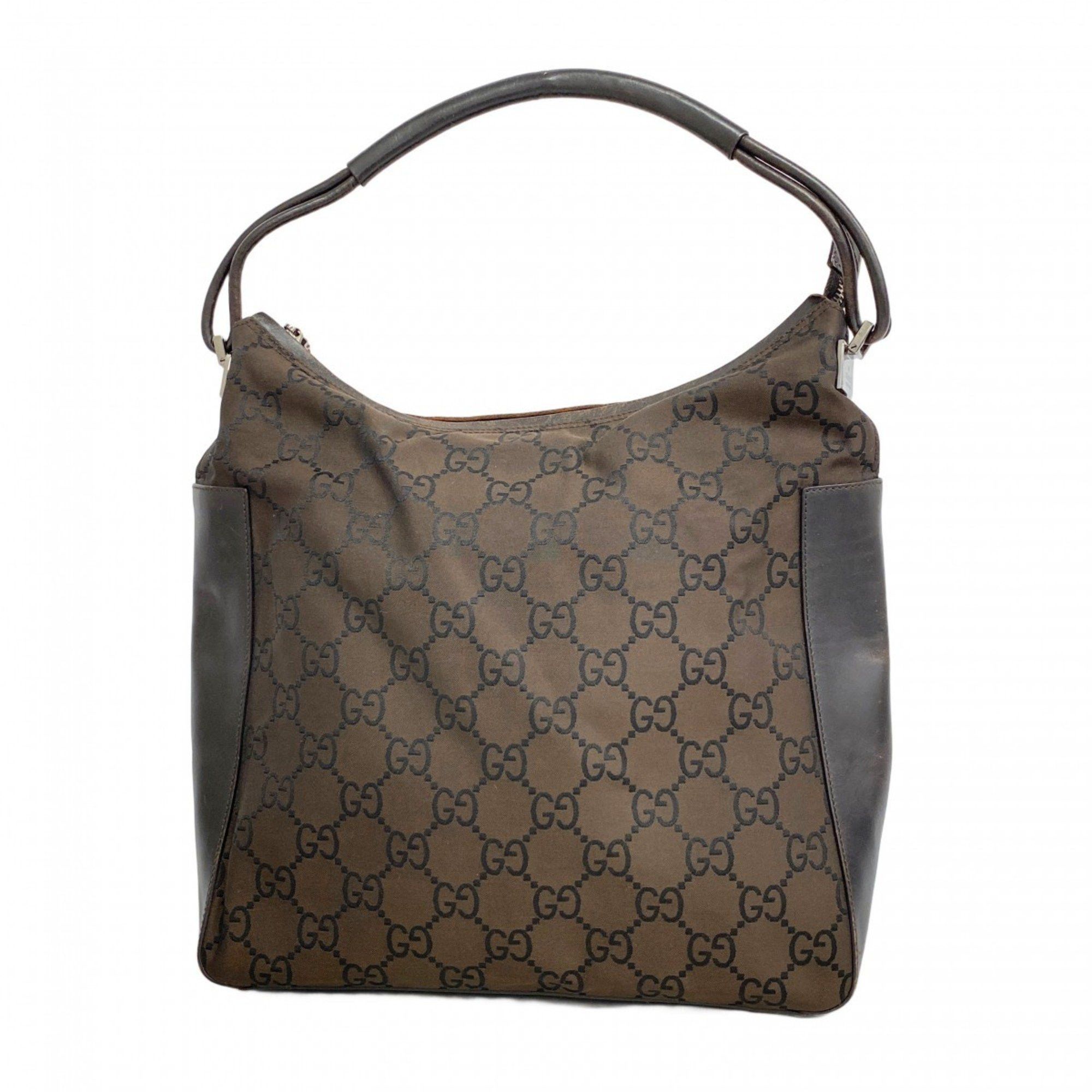 Gucci Shoulder Bag GG Nylon 001 3770 Brown Women's