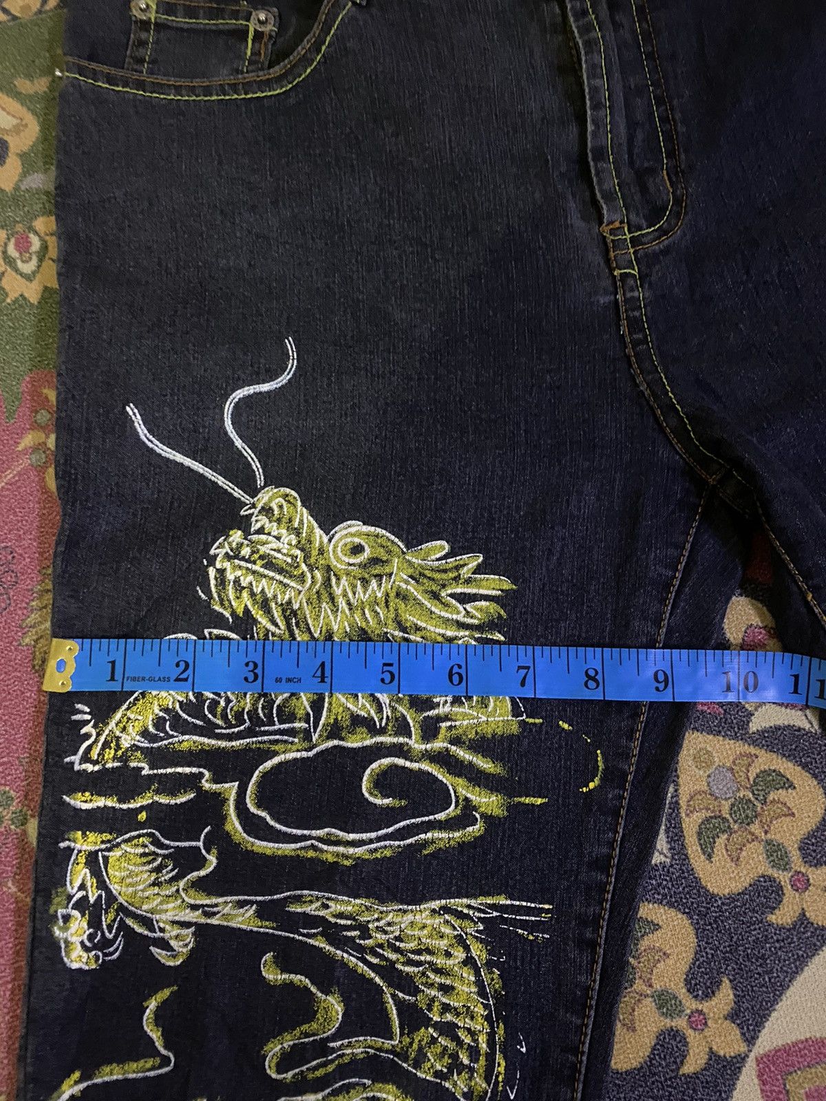 Japanese Brand 🔥FLARE🔥Japanese Brand Aoma Jeans Sukajan Dragon Style Denim Size US 29 - 15 Thumbnail