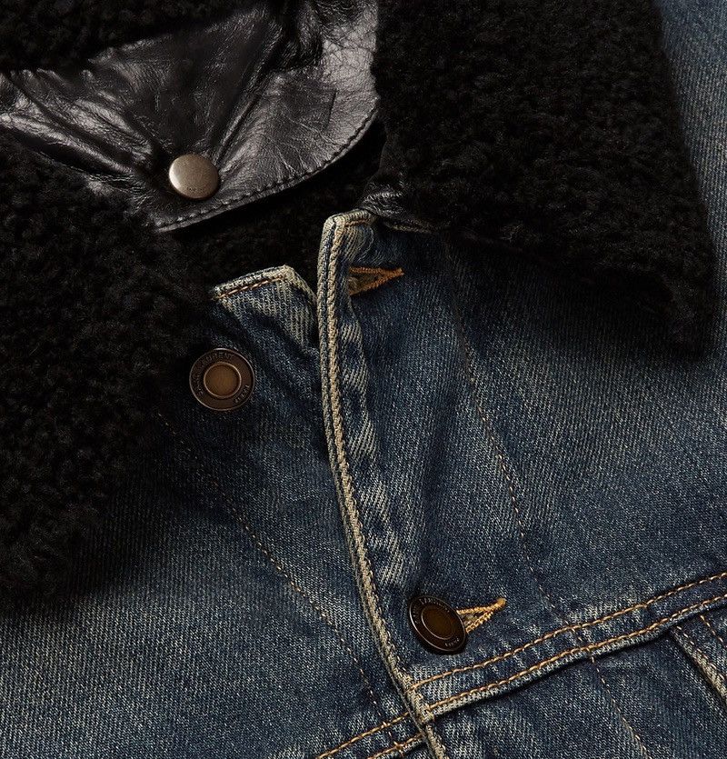 Saint Laurent Paris Shearling Denim Trucker Jacket Size US S / EU 44-46 / 1 - 5 Thumbnail