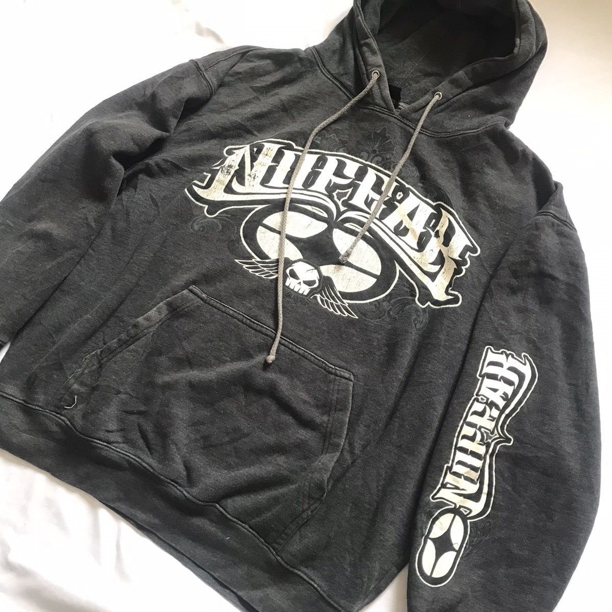 image of No Fear Hoodie in Grey, Men's (Size Large)