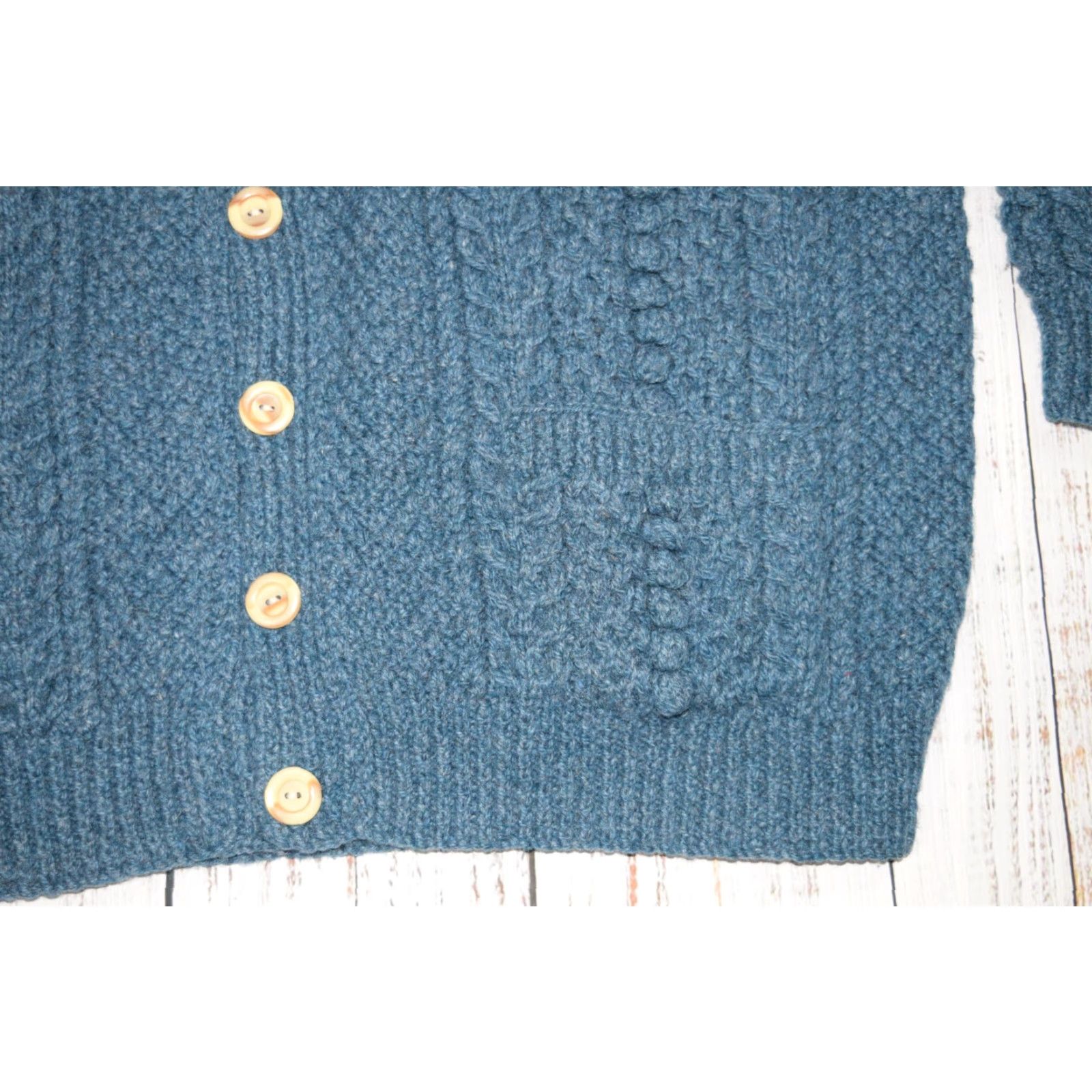 Annex VINTAGE Anne Daly Ireland Cardigan Blue Teal 2XL Wool Chunky-Knit Buttoned Women’s Knit Sweater 90s Ireland Theme Women's Size 2XL Blue Teal Cardigan Size XXL / US 16-18 / IT 52-54 - 2 Thumbnail