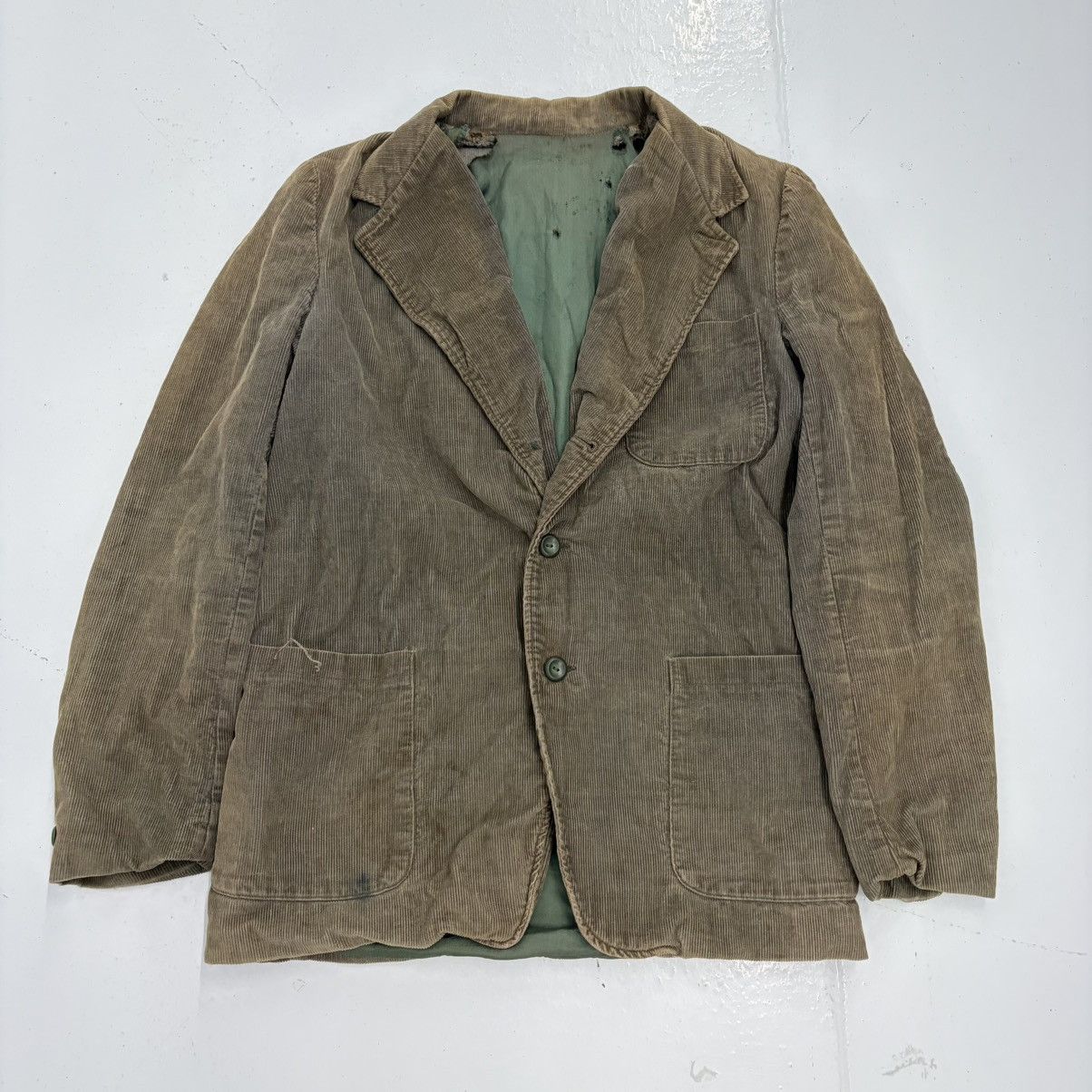 Other Vintage 60s Brown Distressed Cotton Corduroy Jacket Size 38S - 1 Thumbnail