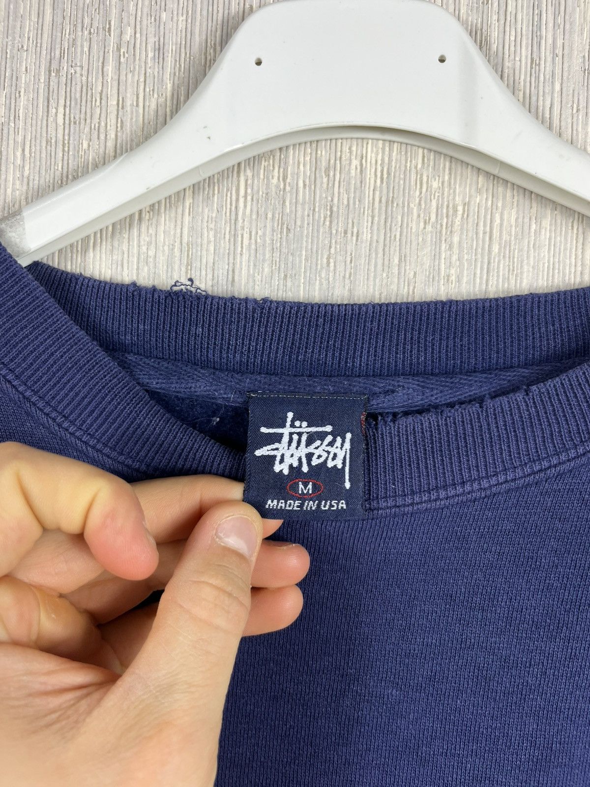 Stussy Vintage 80s Stussy basic chest logo navy distressed crewneck Size US M / EU 48-50 / 2 - 18 Thumbnail