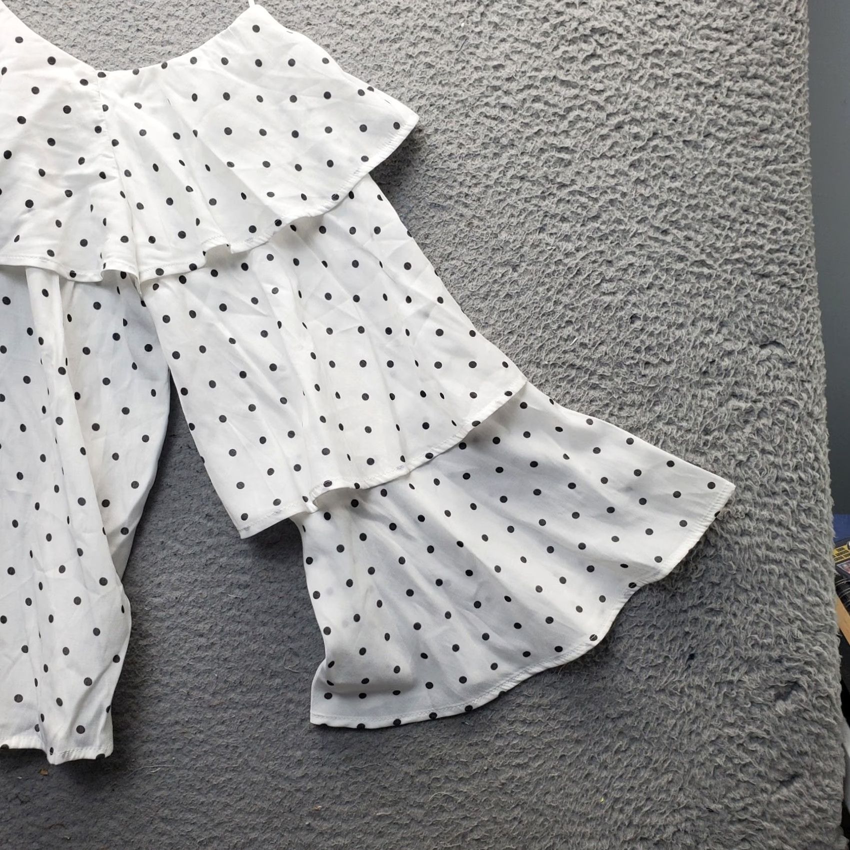 Express Express Blouse Womens S Multicolor Polka Dot Off The Shoulder Ruffle Adjustable Strap Spaghetti Sleeve Medium? Size S / US 4 / IT 40 - 5 Thumbnail
