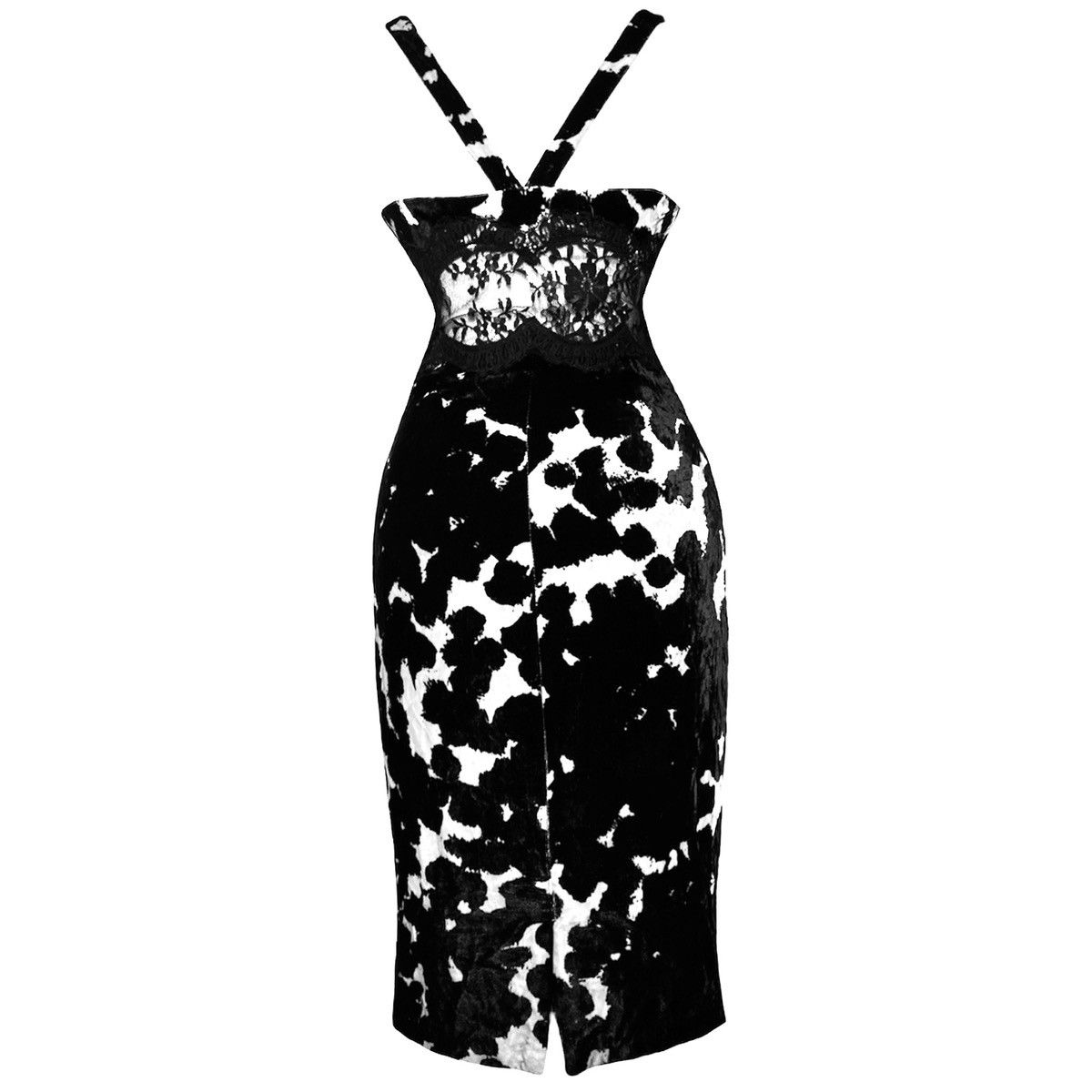 Versace S/S 1996 Gianni Versace black and white pattern velvet dress Size S / US 4 / IT 40 - 4 Thumbnail