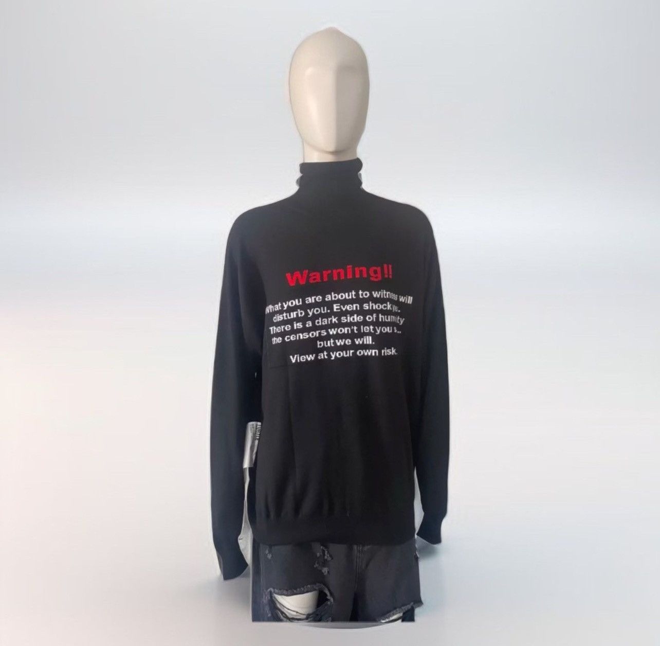 image of Vetements 19Fw Warning Sweater in Black, Men's (Size Small)