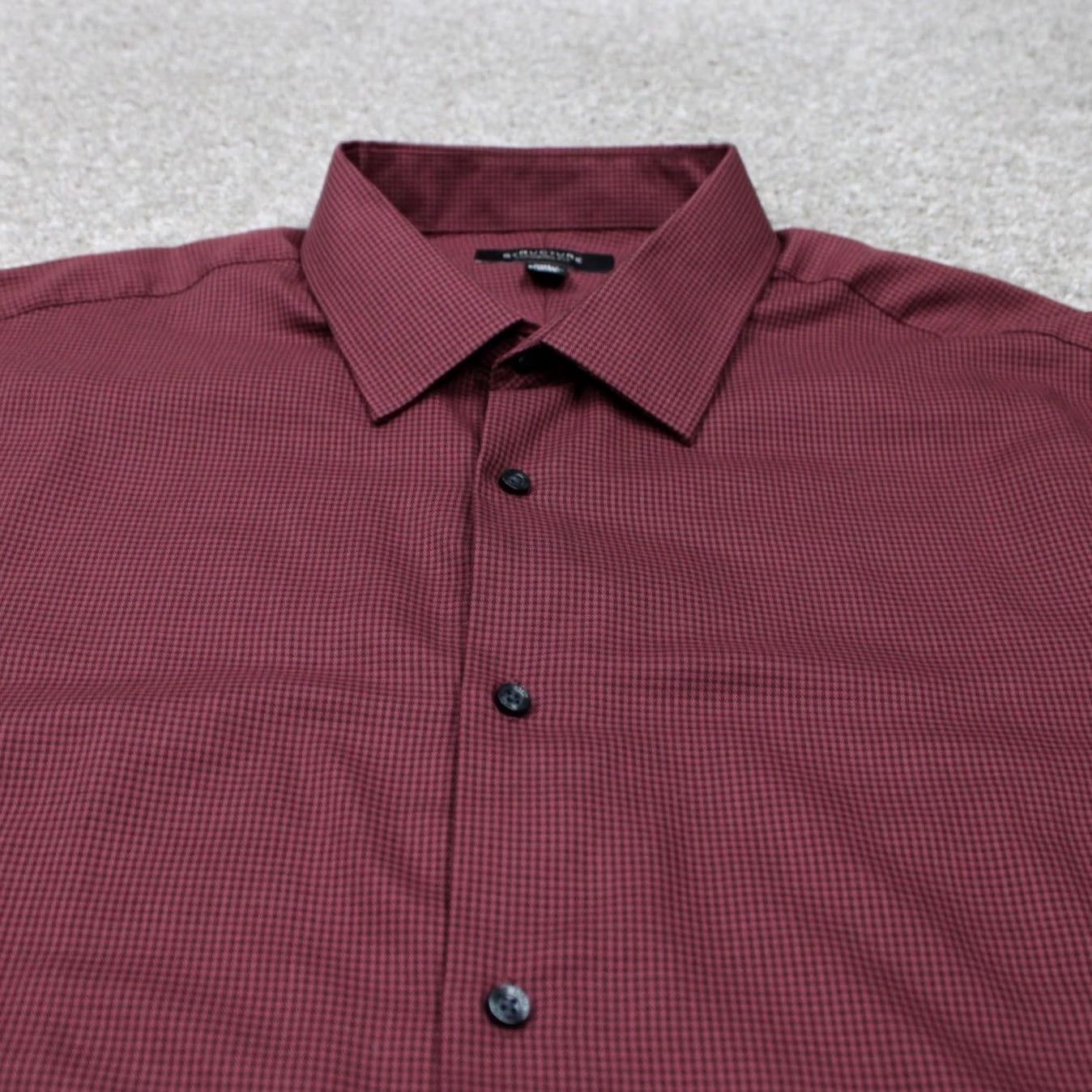 Vintage Structure Dress Shirt Mens 17-17 1/2, 32/33 XL Red Modern Fit Cotton/Poly L/S Shirt Size 48R - 5 Thumbnail