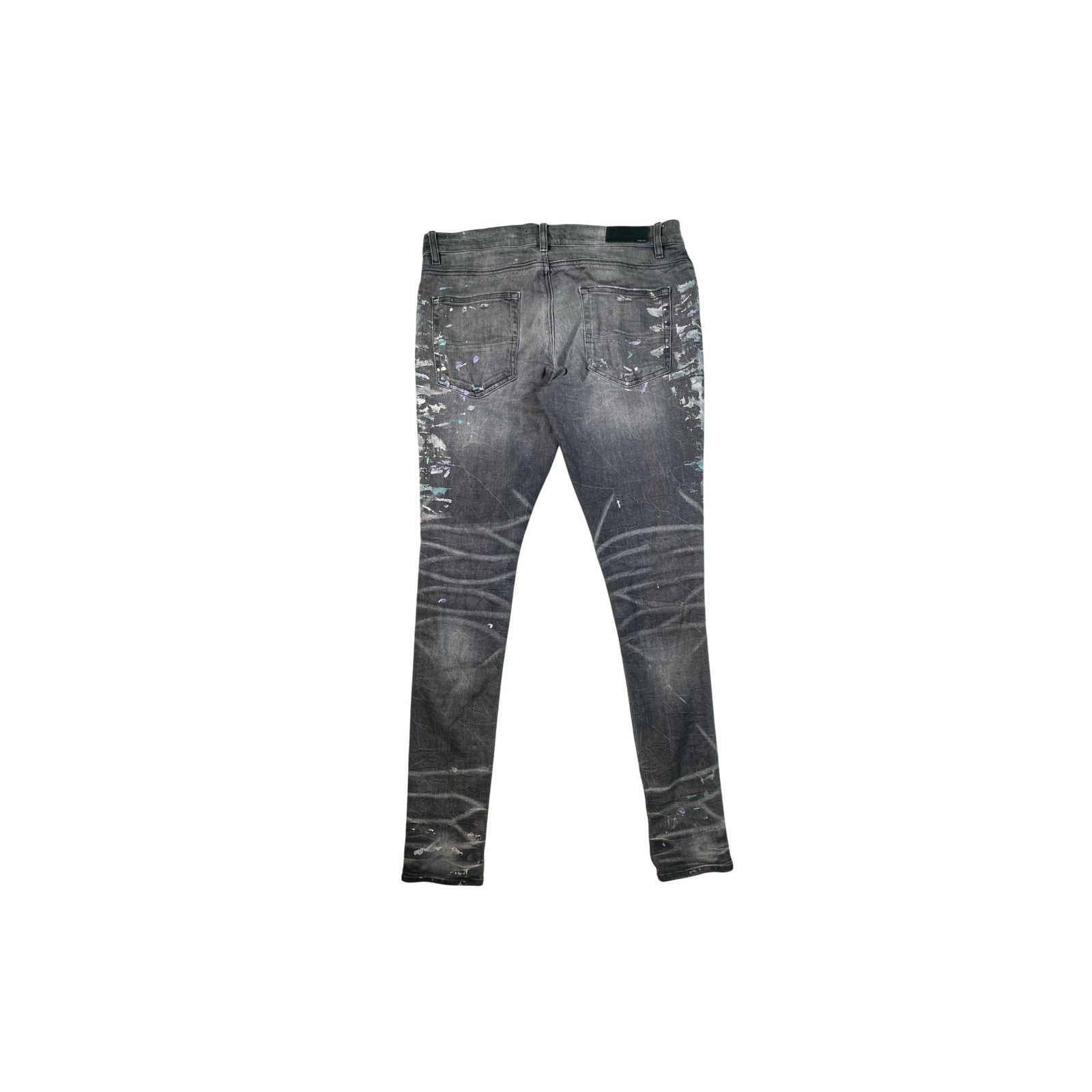 Amiri Amiri Splatter Ripped Grey & Teal Jeans Size US 30 / EU 46 - 2 Thumbnail