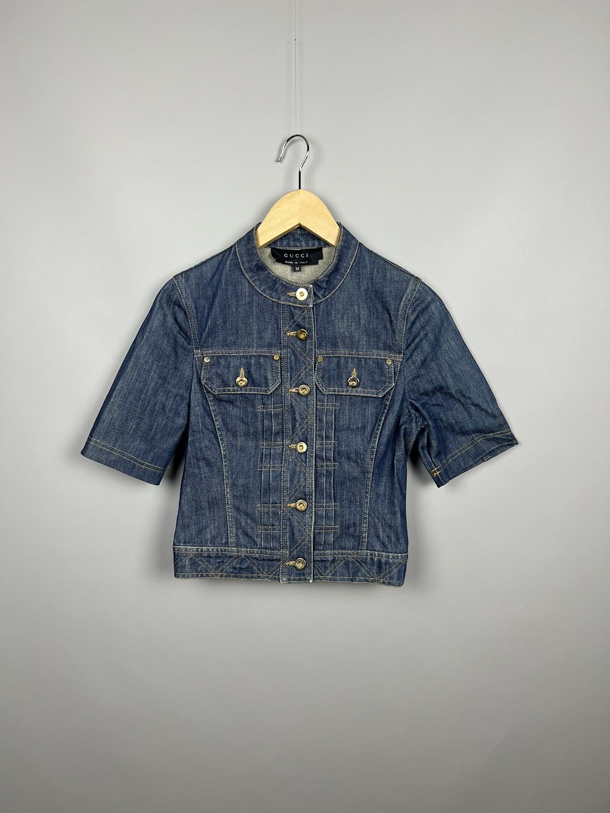 Gucci Rare Vintage Gucci Tomford Era Denim Jacket short sleeve Size XS / US 0-2 / IT 36-38 - 1 Thumbnail