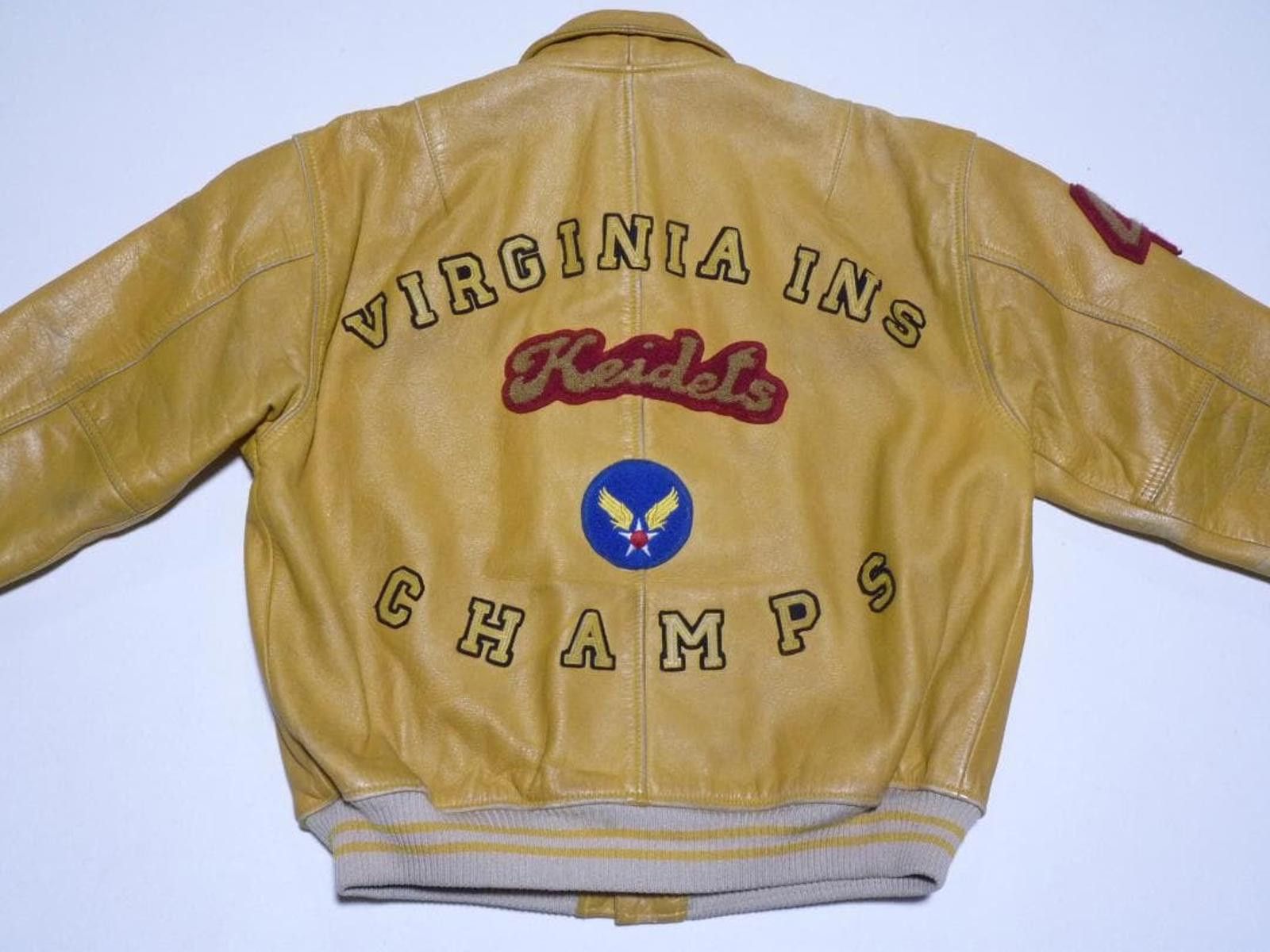 Avirex AVIREX - Vintage Yellow Leather Varsity Jacket with Embroide Size US M / EU 48-50 / 2 - 3 Thumbnail