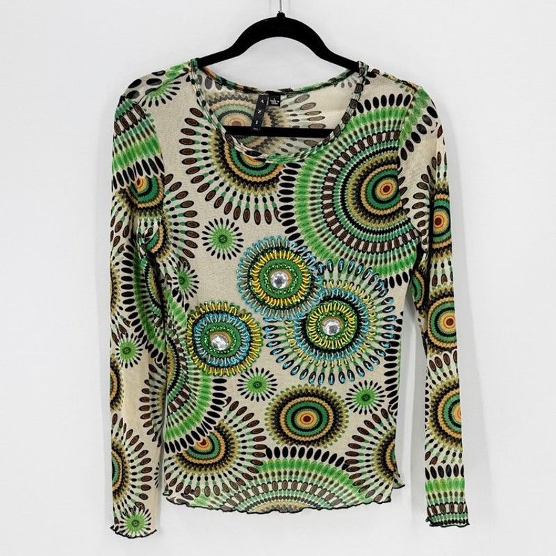 Other AZI mesh top beaded embellished design semi sheer size L Size L / US 10 / IT 46 - 1 Thumbnail