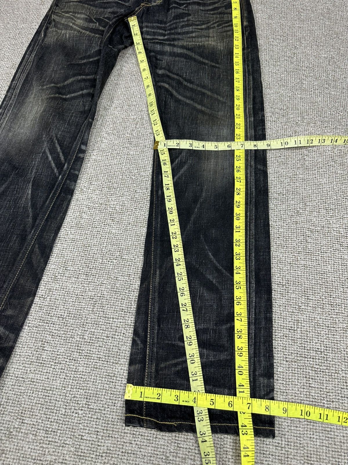 Edwin Vintage Edwin 503 Blue Trip Black Denim 33x34 D775 Size US 33 - 10 Thumbnail