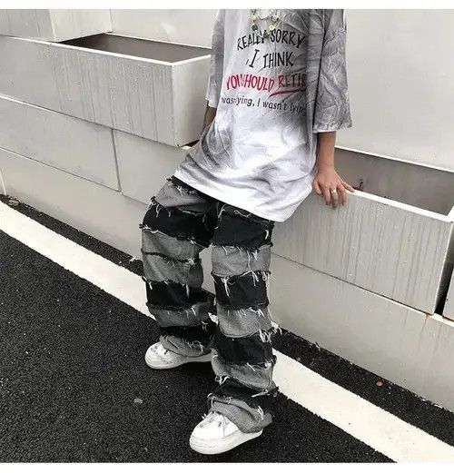 Jean Streetwear wide legs hip hop style loose straight jeans y2k Size US 32 / EU 48 - 2 Thumbnail