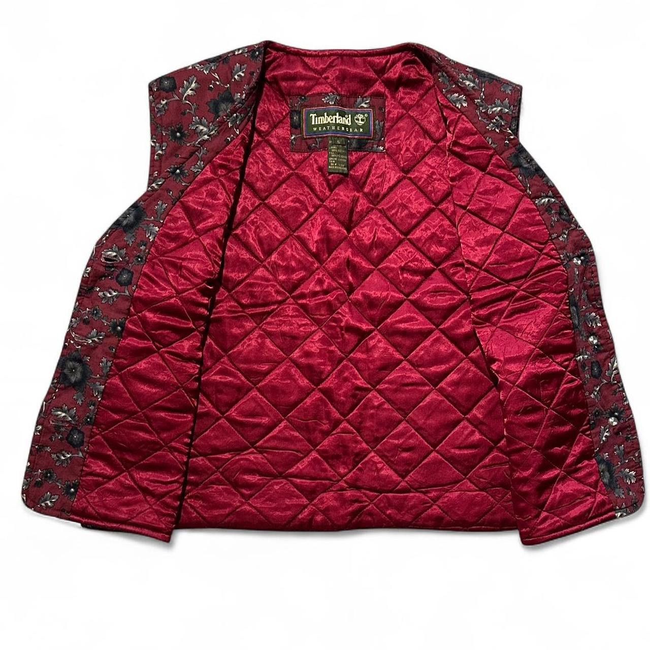 Timberland Timberland Red Floral Button-up Quilted Vest Women’s Size S / US 4 / IT 40 - 6 Thumbnail