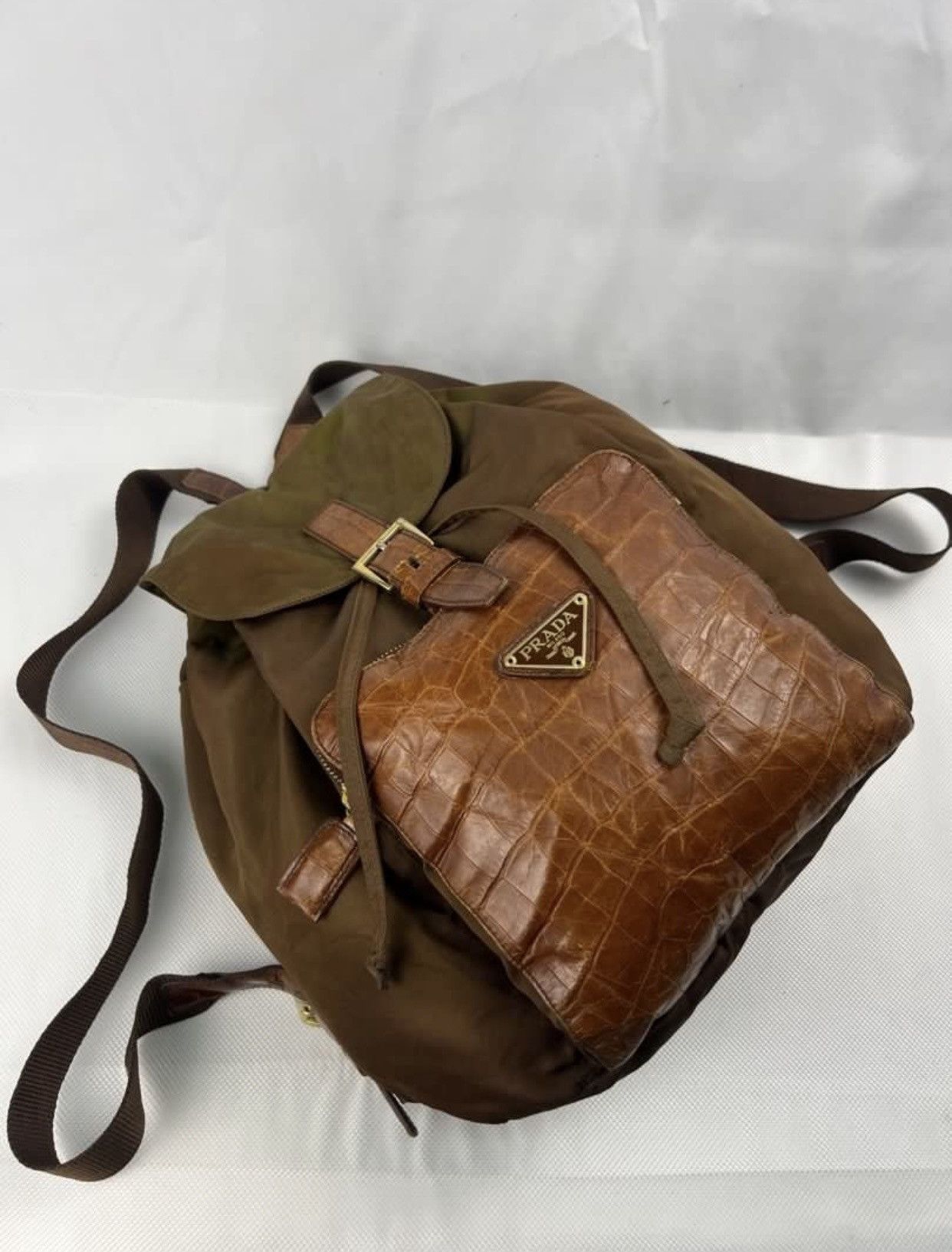 Prada Prada Tessuto Vintage Croco Embroired Leather Backpack Size ONE SIZE - 5 Thumbnail