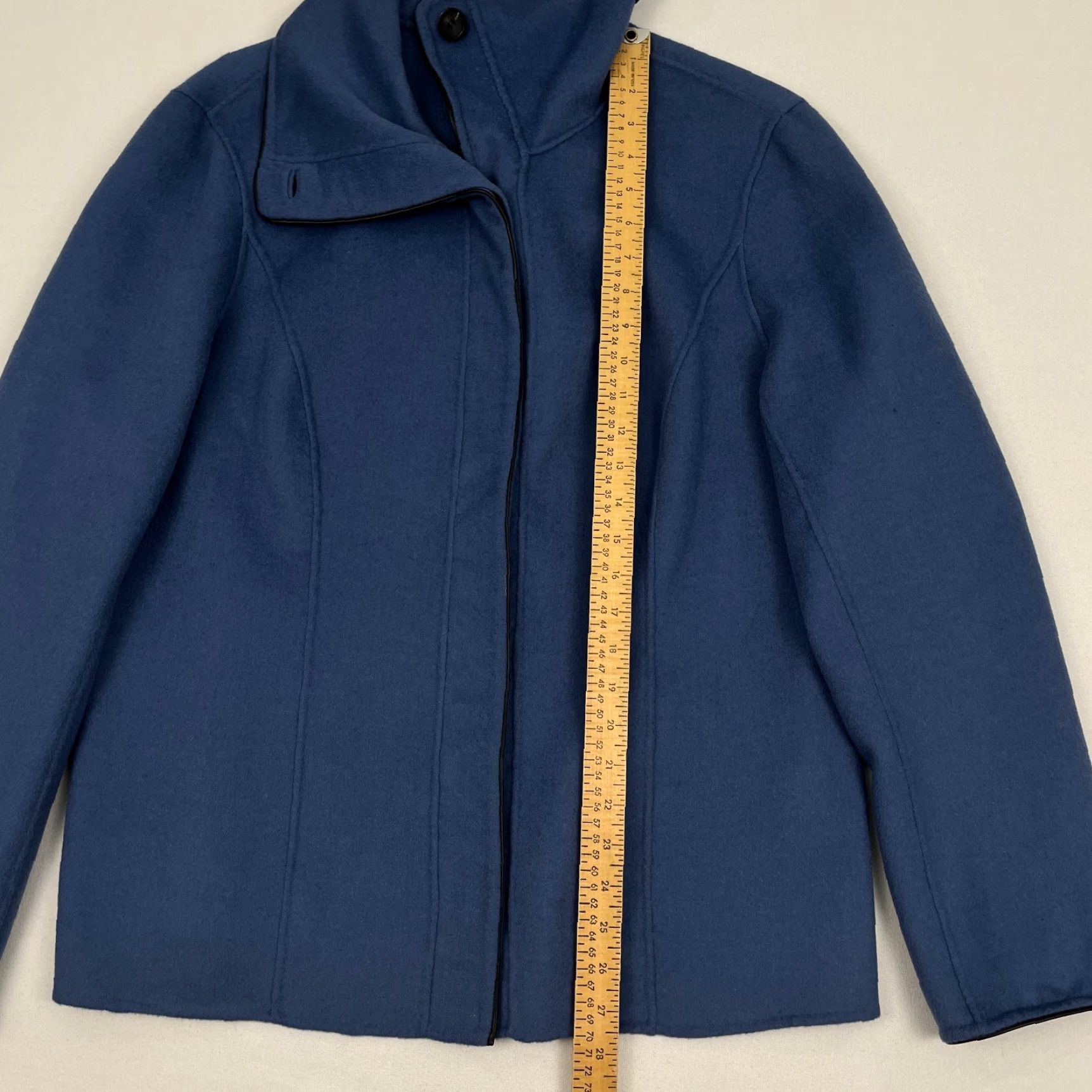 Vintage VINTAGE Lafayette 148 Angora Wool Blazer Jacket Size 16 Blue High Neck Hidden Buttons Size XXL / US 16-18 / IT 52-54 - 4 Thumbnail