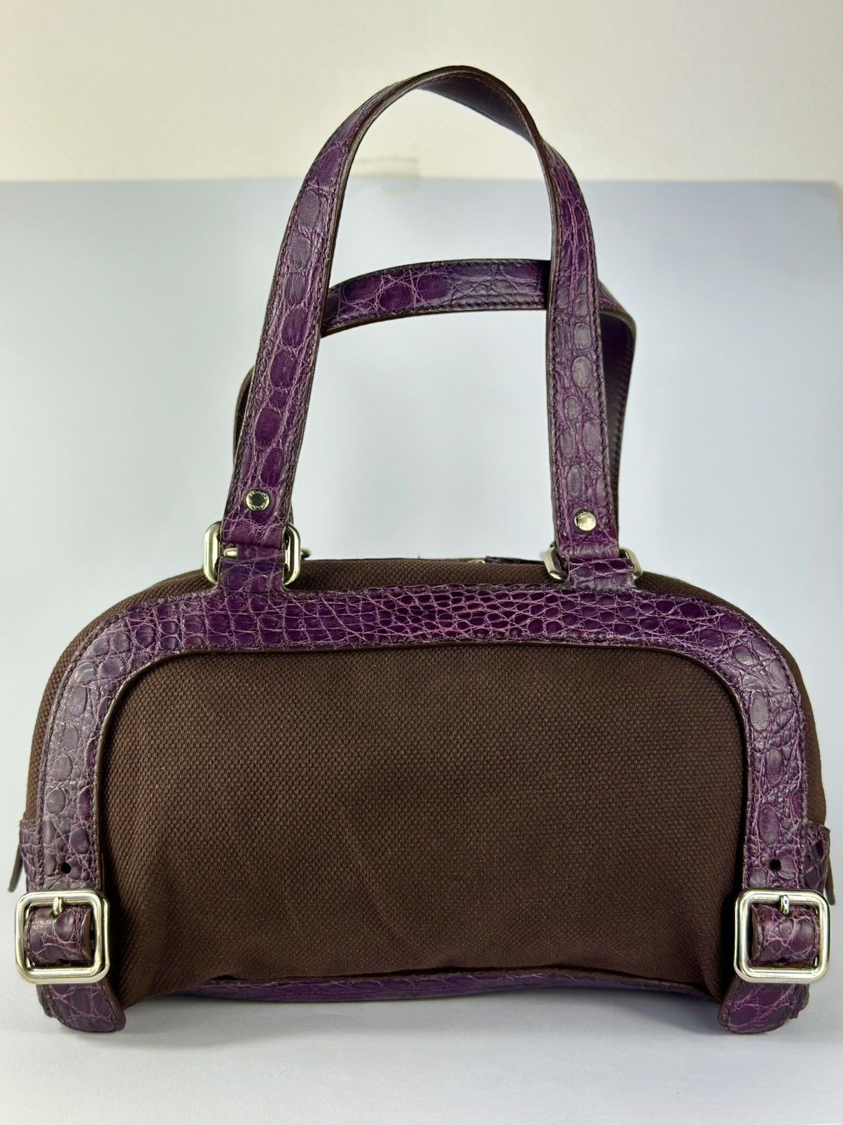 Prada PRADA - Shoulder Bag Crocodile Leather Bowler Satchel Buckle Size ONE SIZE - 8 Thumbnail