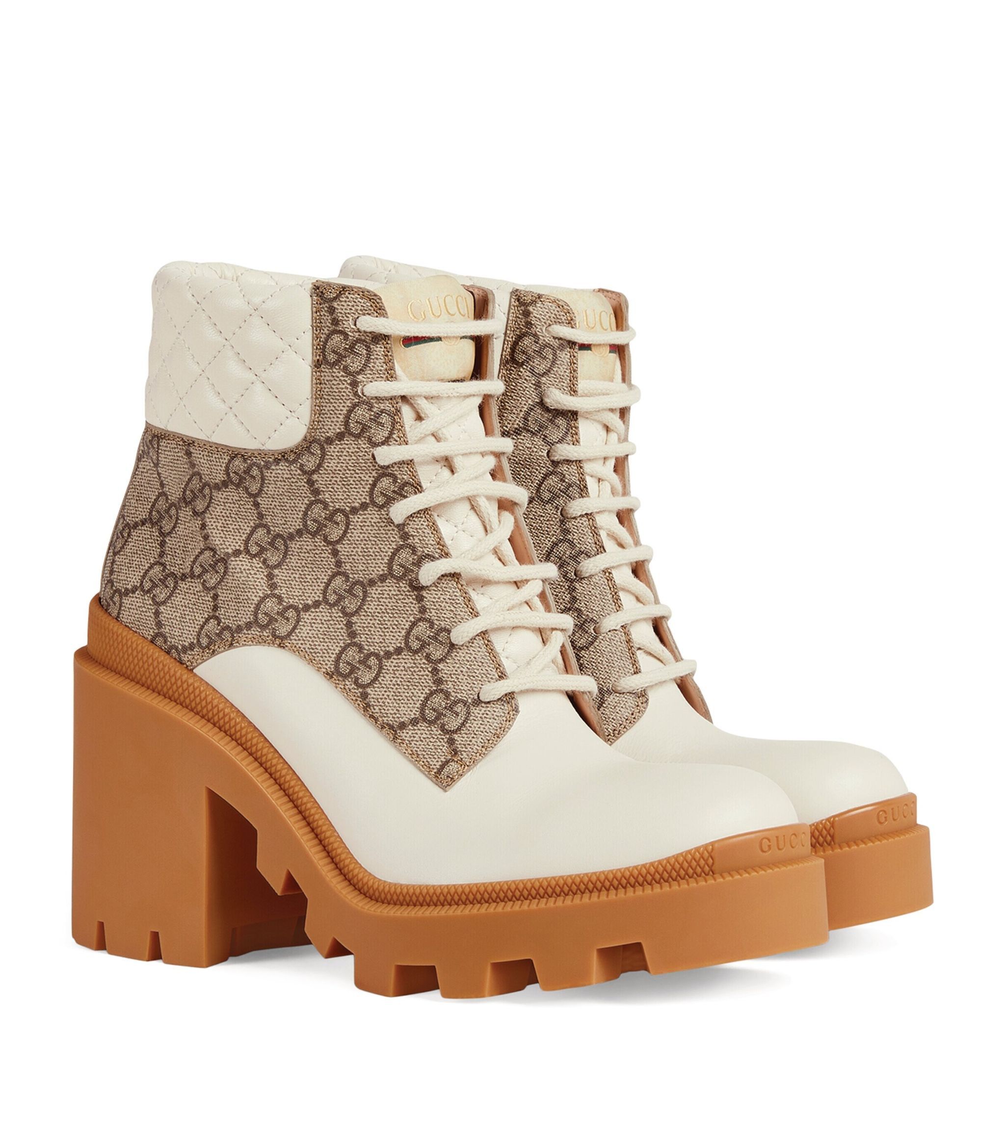 image of Gucci GG Supreme Ankle Boots 90 in White, Women's (Size 12)