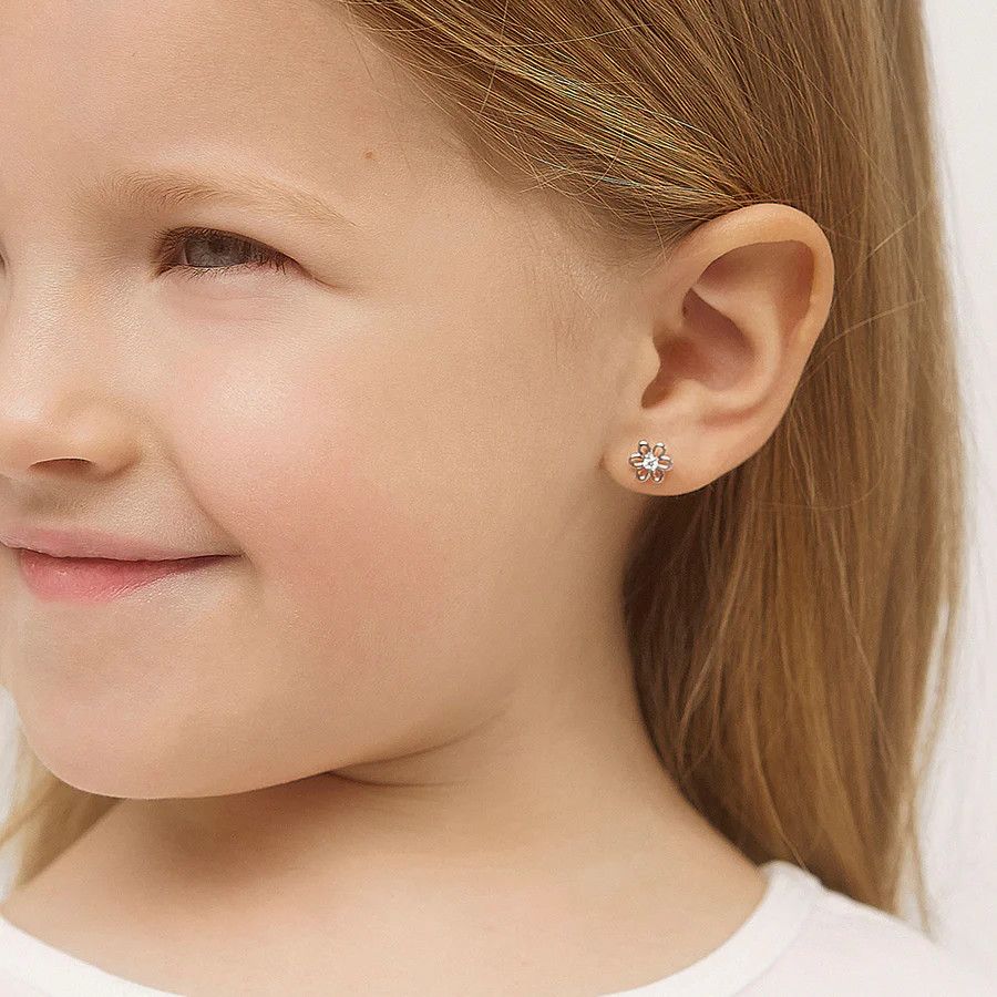 Other Spring Cubic Zirconia Flower Clear Earrings- Sterling Silver Size ONE SIZE - 3 Thumbnail