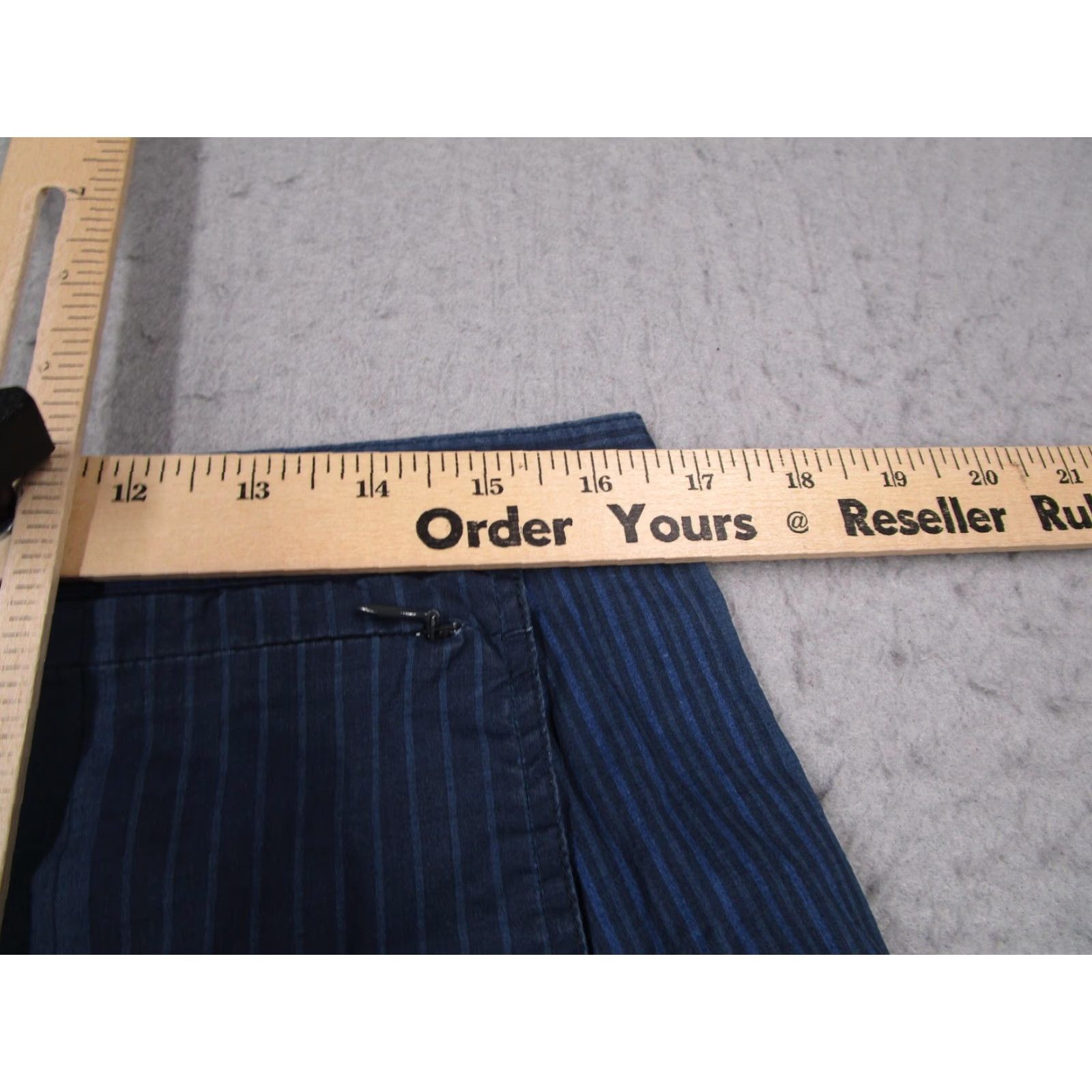 Vintage VINTAGE Messori Pants Mens EU 52 Blue Pinstripe Made in Italy Cotton Stretch Trousers 32x34 Regular Straight Front Zip Pockets 5-Pocket Design Mens Size US 36 / EU 52 - 6 Thumbnail