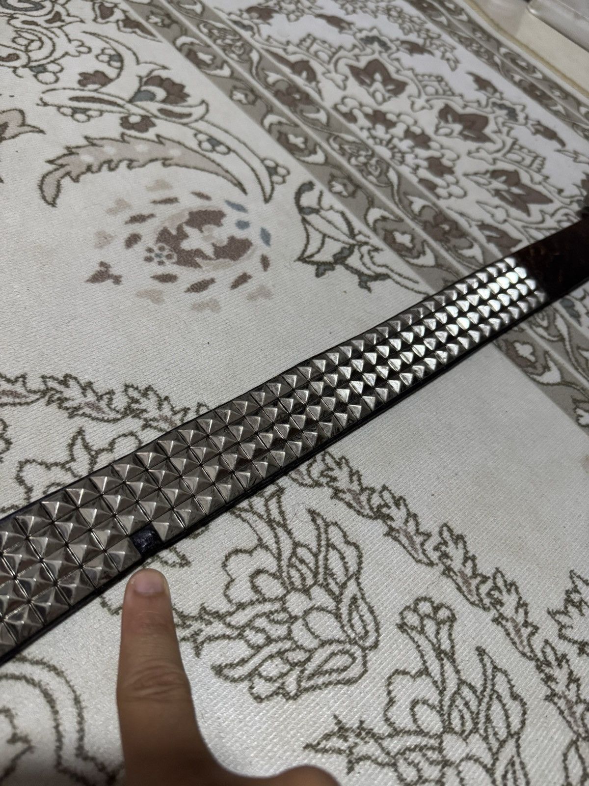 Vanquish Vtg 🇺🇸 Studded Spike Punk Three Way Leather Belt Size ONE SIZE - 4 Thumbnail