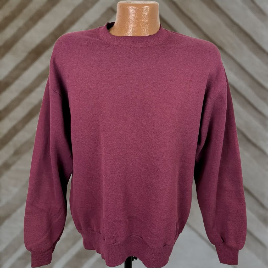 Jerzees VINTAGE Jerzees Sweatshirt Mens L Burgundy Crewneck 90s-80s 80s 90s College Grunge Retro Dad Mens Size US L / EU 52-54 / 3 - 1 Thumbnail
