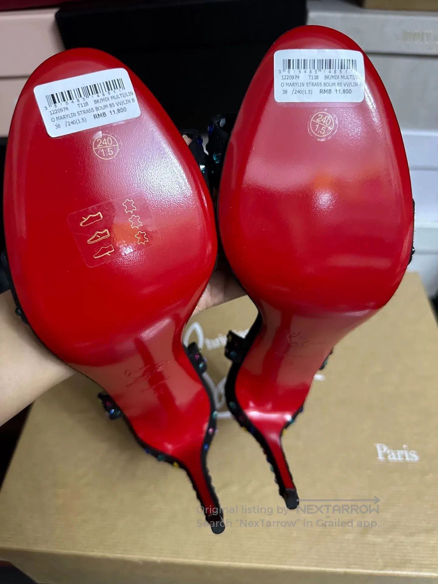 Christian Louboutin Christian Louboutin Rainbow Crystal Sandals. Size US 7 / IT 37 - 6 Thumbnail