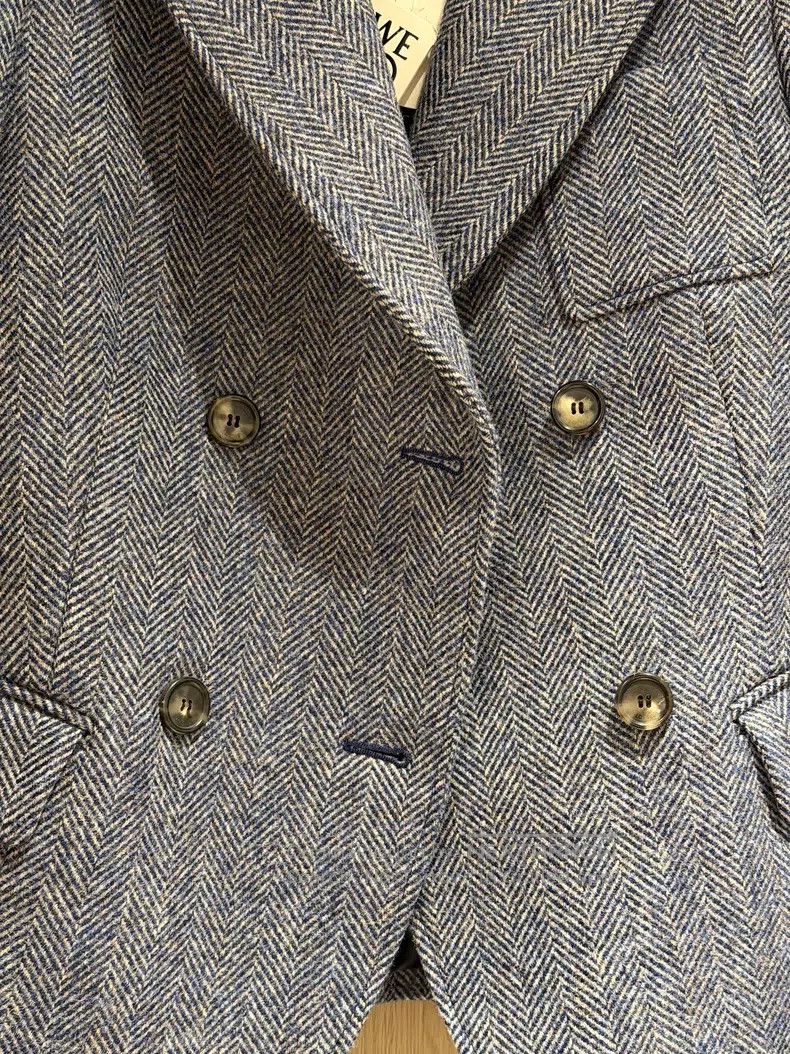 Loewe Blue Grey Check Wool Blazer Jacket