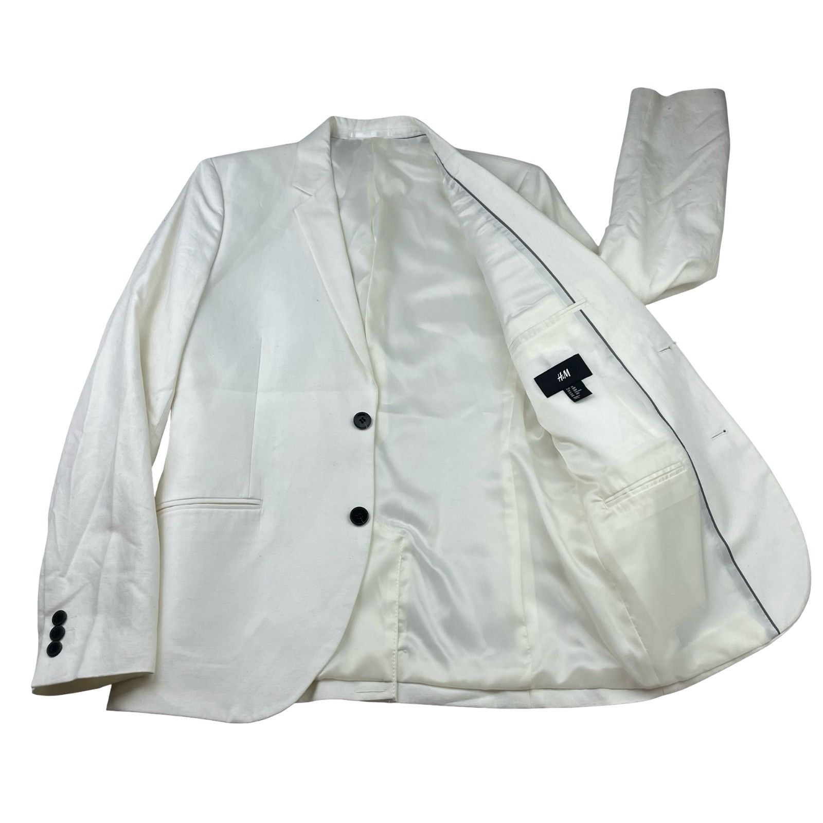H&M NEW H&M Men's Cotton/Linen 2-Button Blazer White • 38R US Size 38R - 3 Thumbnail