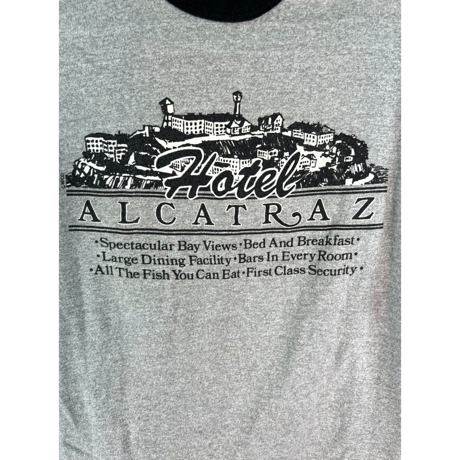 Vintage VTG Screen Stars T-Shirt Mens Graphic Gray Size L Alcatraz Logo Crew Neck Short Sleeve Cotton Blend Size US L / EU 52-54 / 3 - 2 Thumbnail