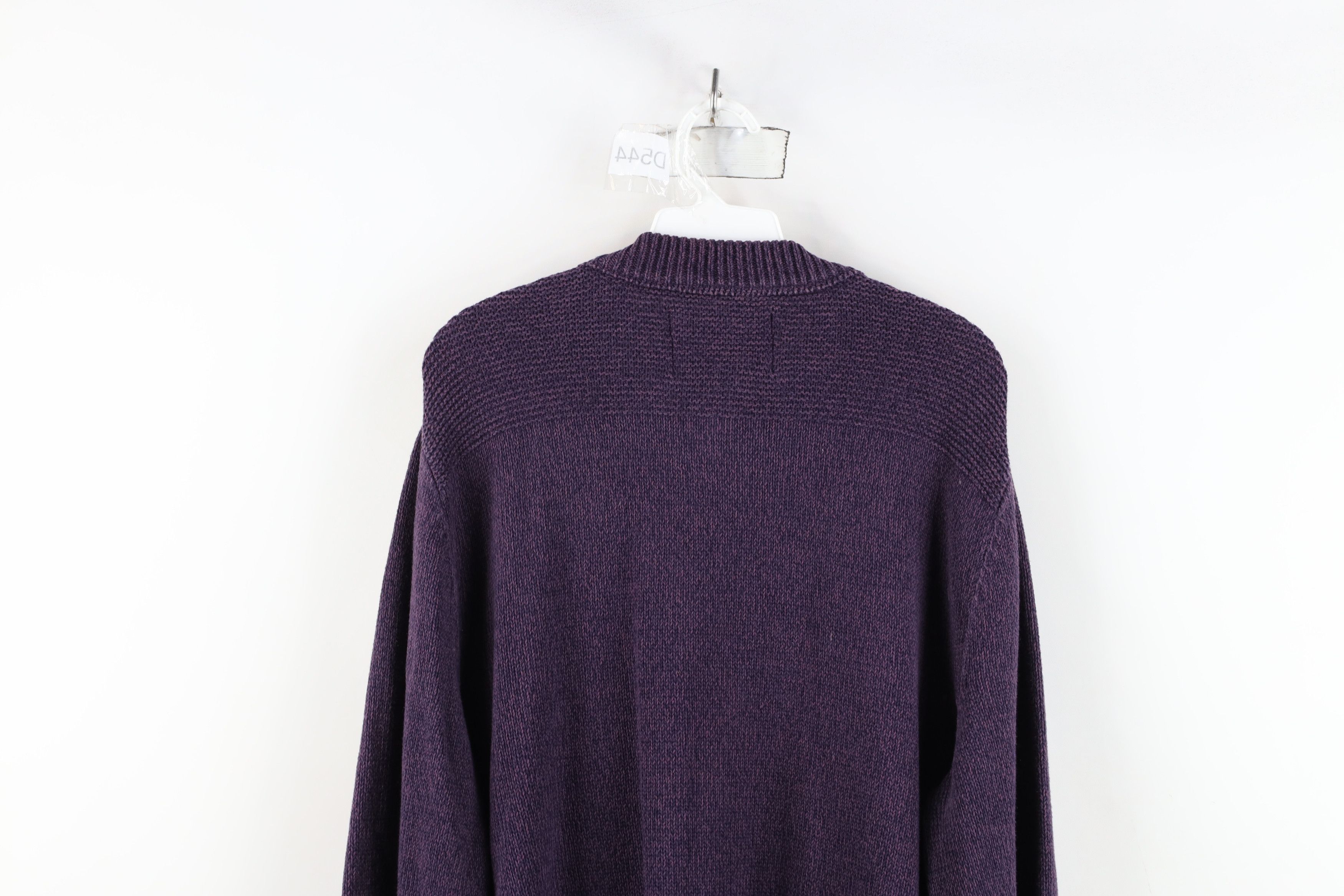 Eddie Bauer × Vintage Vintage Eddie Bauer Blank Cotton Knit Henley Sweater Purple Size US L / EU 52-54 / 3 - 13 Thumbnail