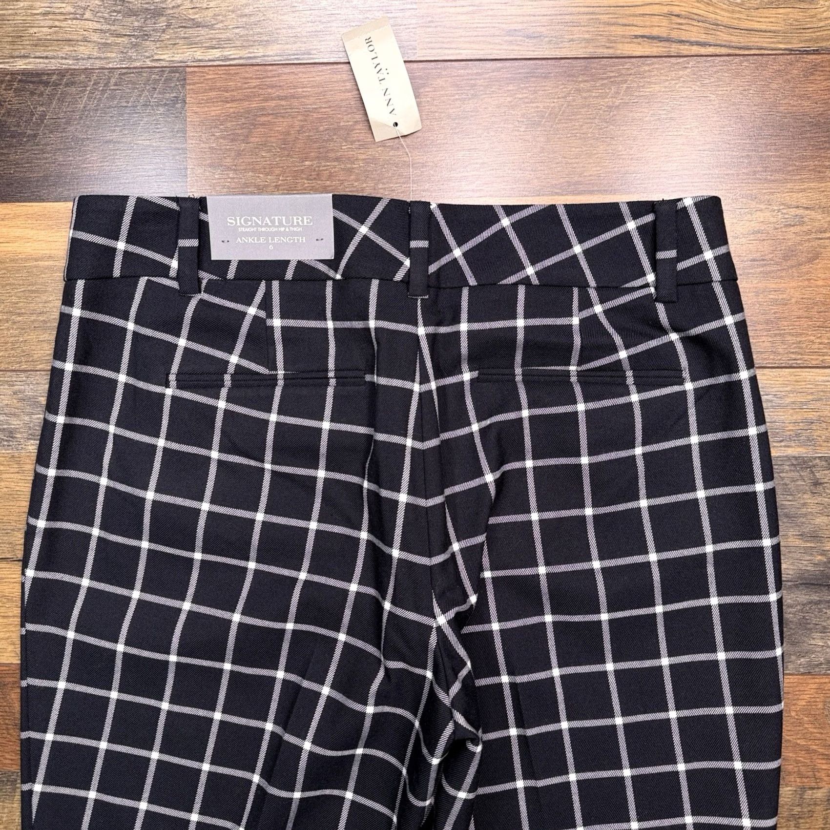 Ann Taylor Ann Taylor Signature Ankle Pants 6 Black Check Mid Rise Stretch New Pants Women Regular Slim Straight Long Twill City Workwear Size 28" / US 6 / IT 42 - 7 Thumbnail