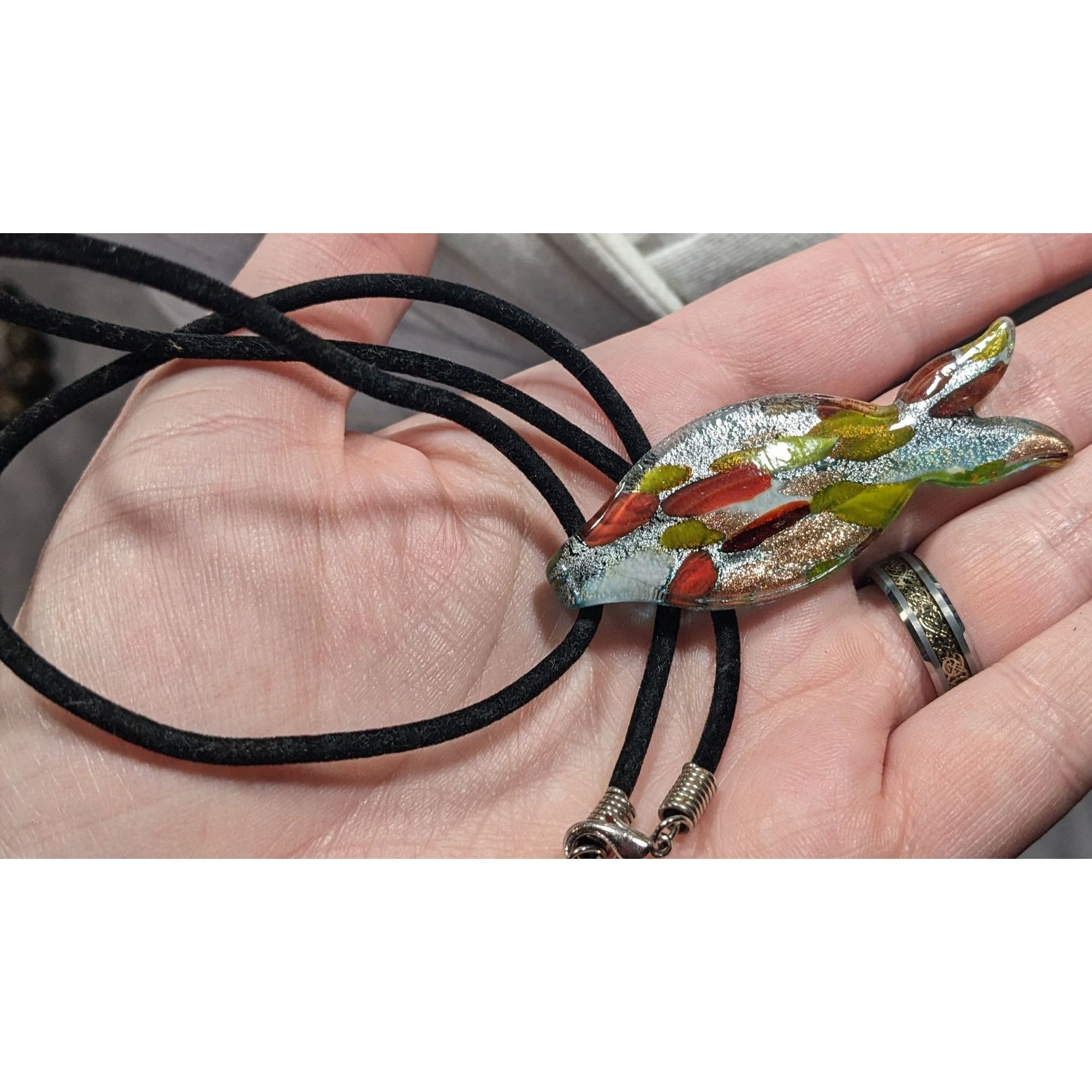 Other Lampwork Glass Metallic Fish Pendant Necklace Size ONE SIZE - 3 Thumbnail