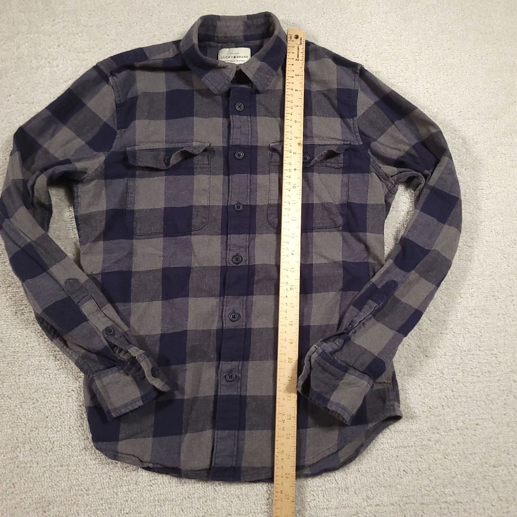 Lucky Brand Lucky Brand Button Up Flannel Shirt Mens S Blue Gray Plaid Casual Shirt Size US S / EU 44-46 / 1 - 5 Thumbnail