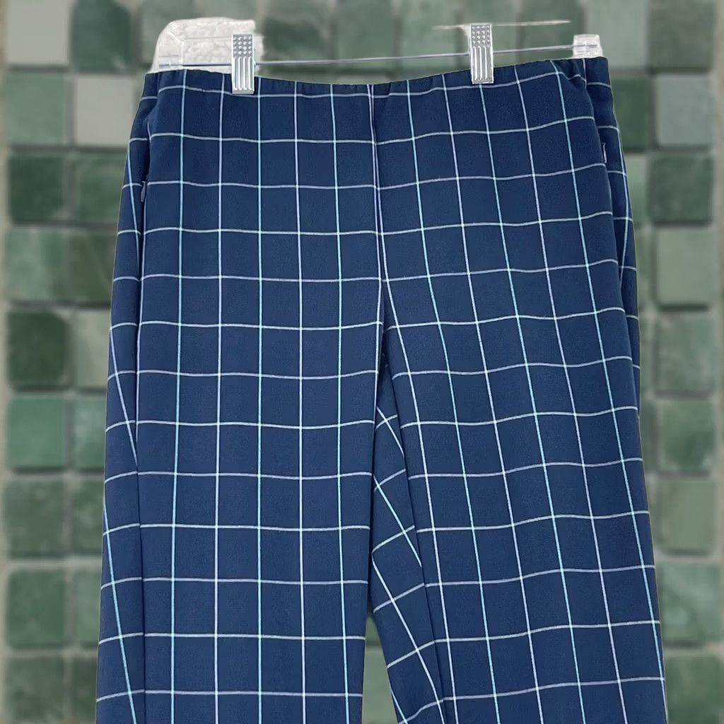 J. Jill J. Jill Blue Plaid Essential Cotton-Stretch Straight Pant Womens Mid-Rise Size 4 Size 27" / US 4 / IT 40 - 1 Thumbnail