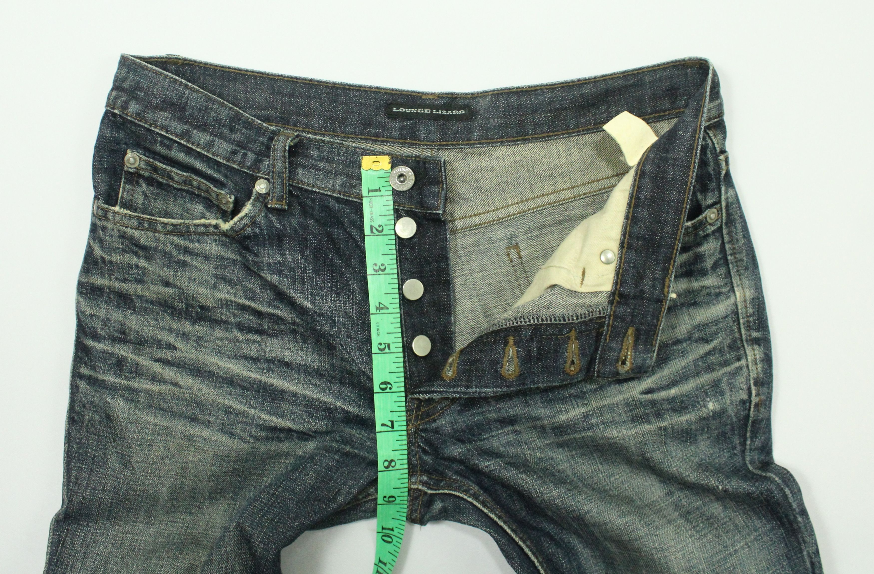 Japanese Brand LOUNGE LIZARD Denim Jeans Distressed Faded Thrashed Grunge Size US 31 - 18 Thumbnail