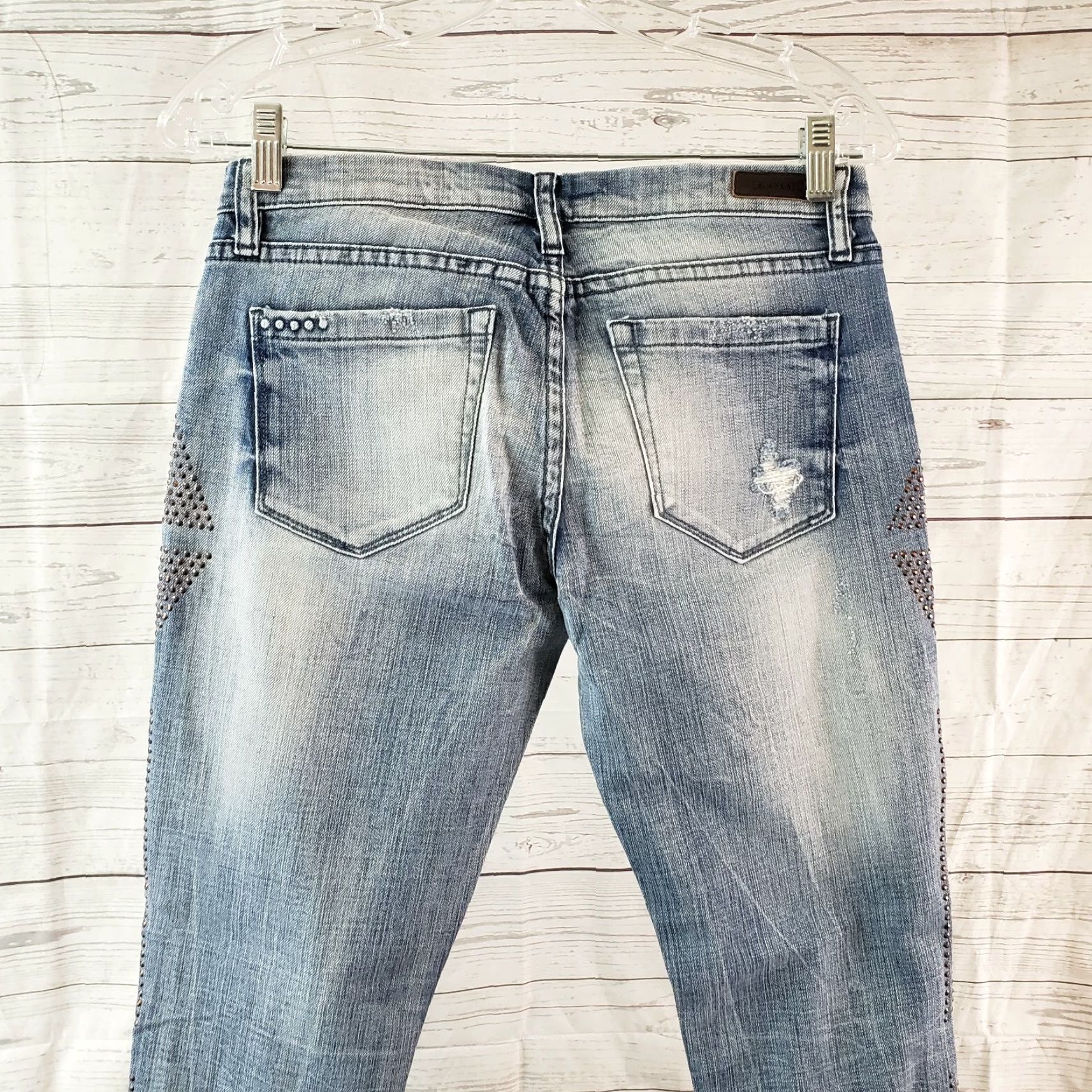 Vintage BLANKNYC Womens Skinny Jeans Sz 27 Blue Distressed Low Rise Denim Cotton Blend Inseam 29 Body Womens Jeans Skinniressure? Size 27" / US 4 / IT 40 - 5 Thumbnail