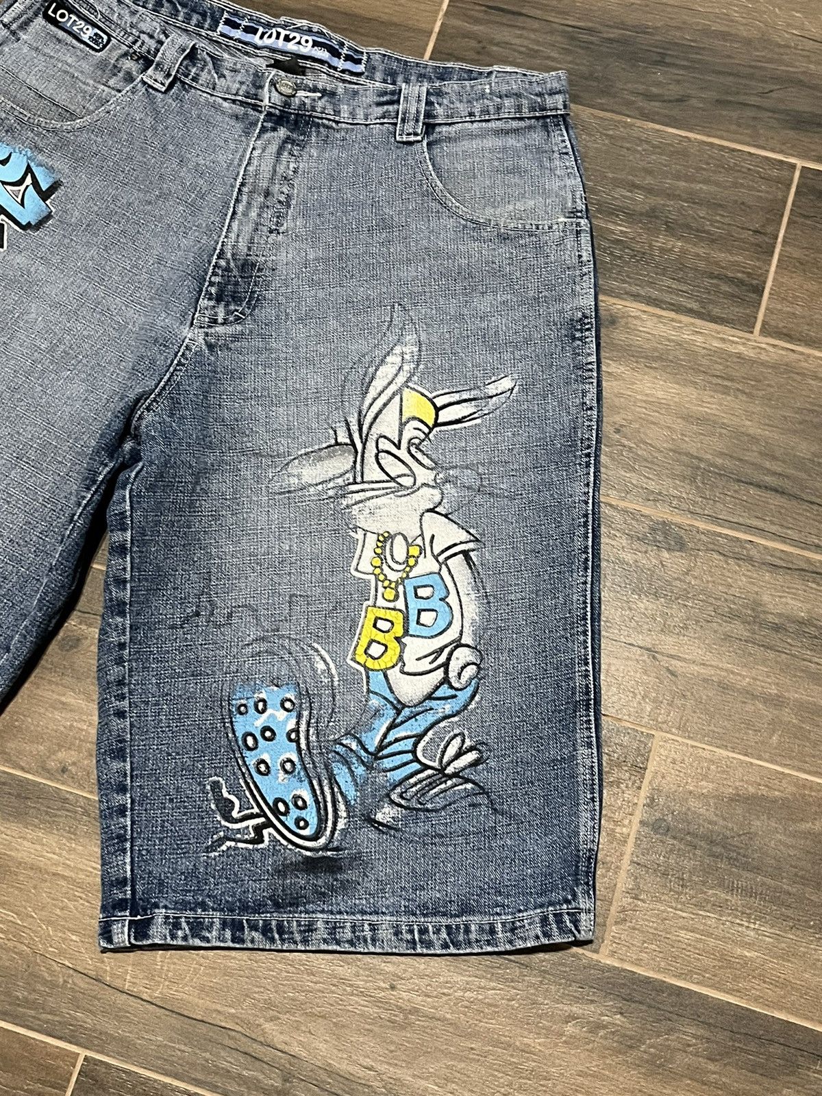 JNCO × Southpole Jorts Shorts Baggy Faded Blue Jeans Vintage Lot 29 Size US 34 / EU 50 - 2 Thumbnail