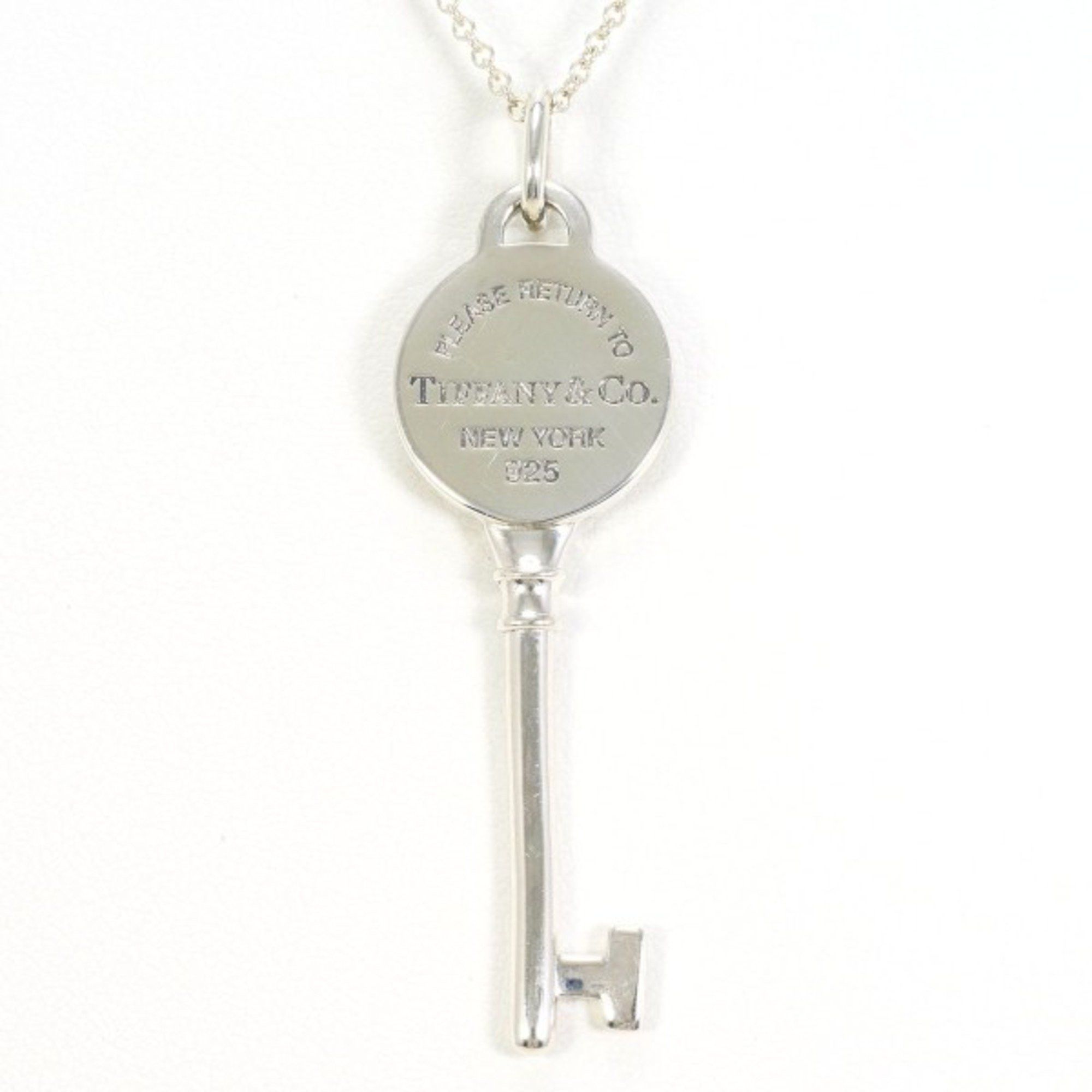 Tiffany Co Tiffany Round Key Silver Necklace Box Bag Total Weight Approx. 4.7G 40Cm, Women's