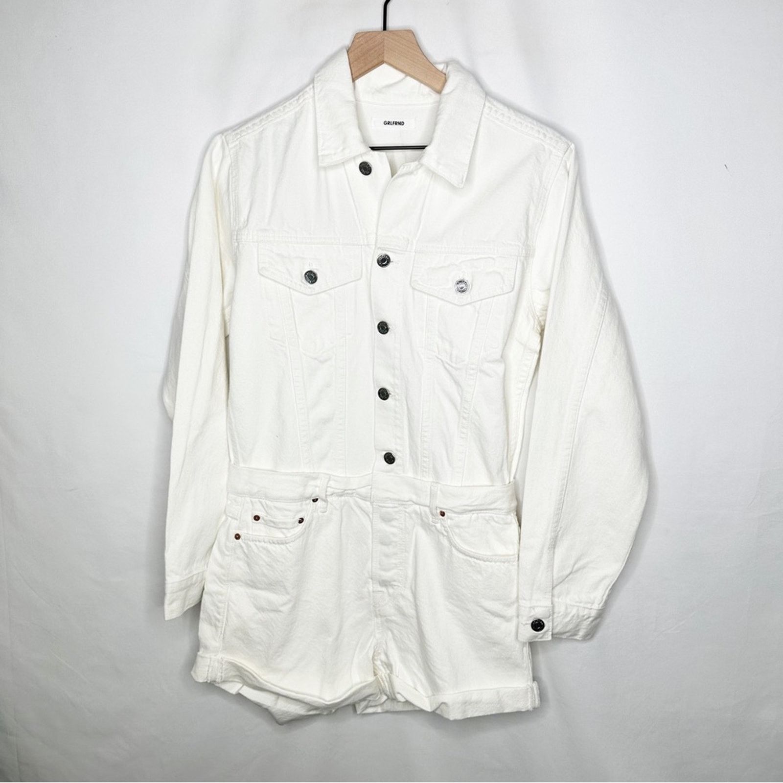 GRLFRND GRLFRND Renata White Denim Romper in Size XS Size 26" / US 2 / IT 38 - 2 Thumbnail