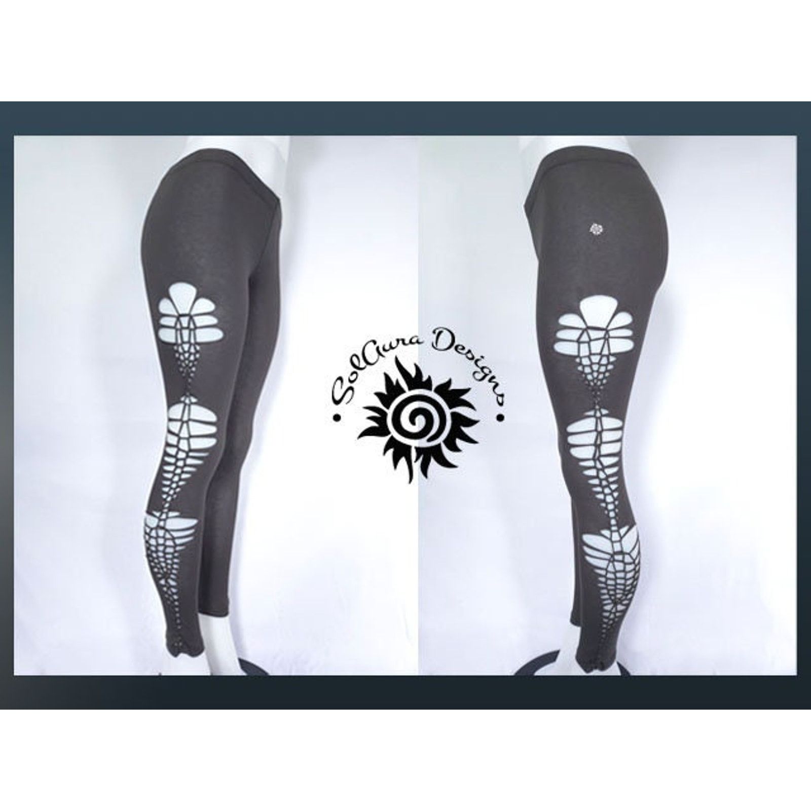 Designer SolAura Designs EARTHBOUND LATTICE Cut Leggings LARGE Size 32" / US 10 / IT 46 - 1 Thumbnail
